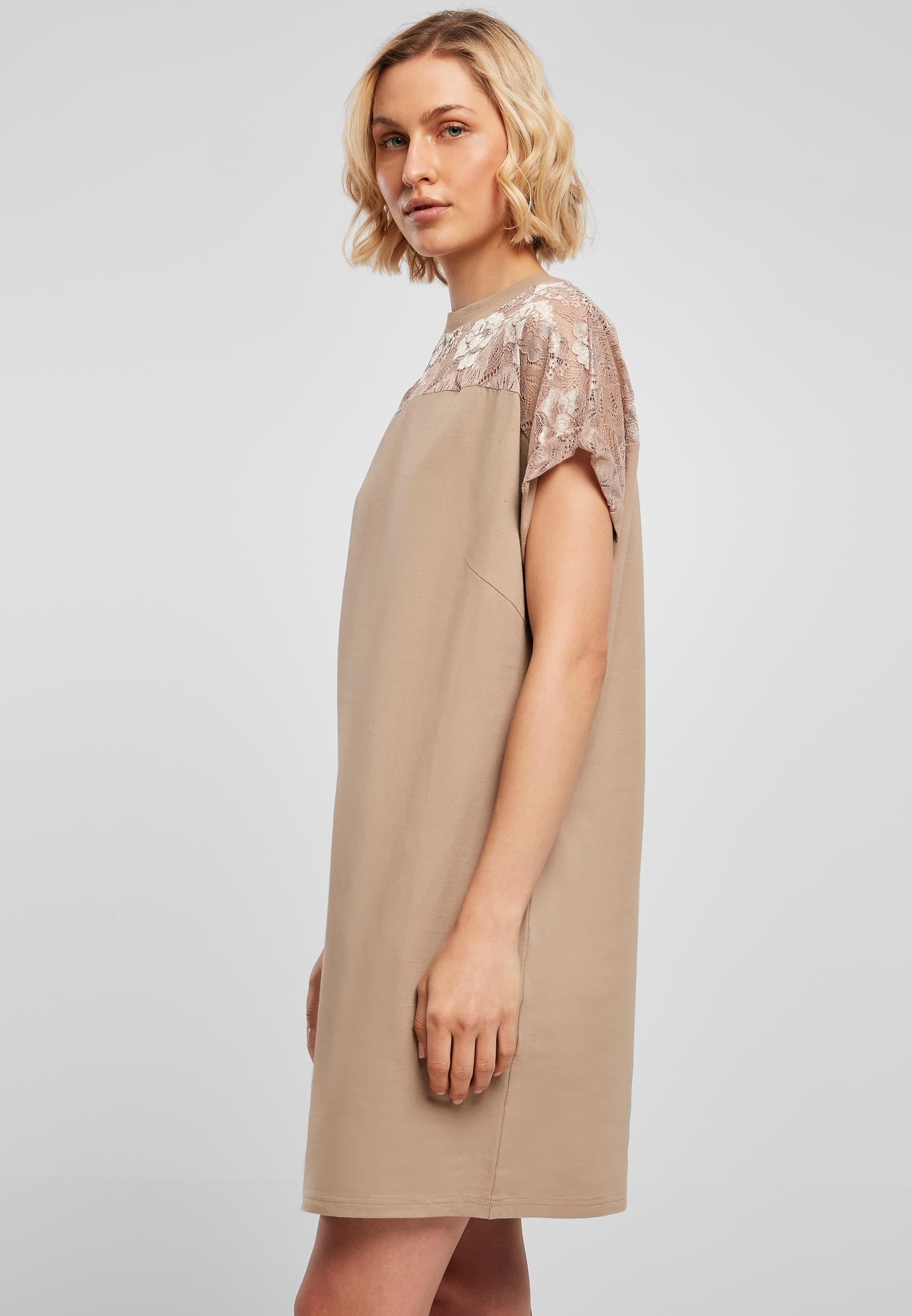 URBAN CLASSICS Shirtkleid »Urban Classics Damen Ladies Lace Tee Dress«, (1 tlg.)