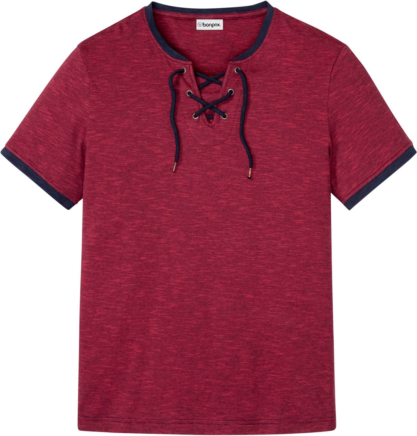 bonprix T-Shirt »T-Shirt mit Schnürung aus Baumwolle« regular fit, Kurzarm-Design, mit Schnürung am Ausschnitt