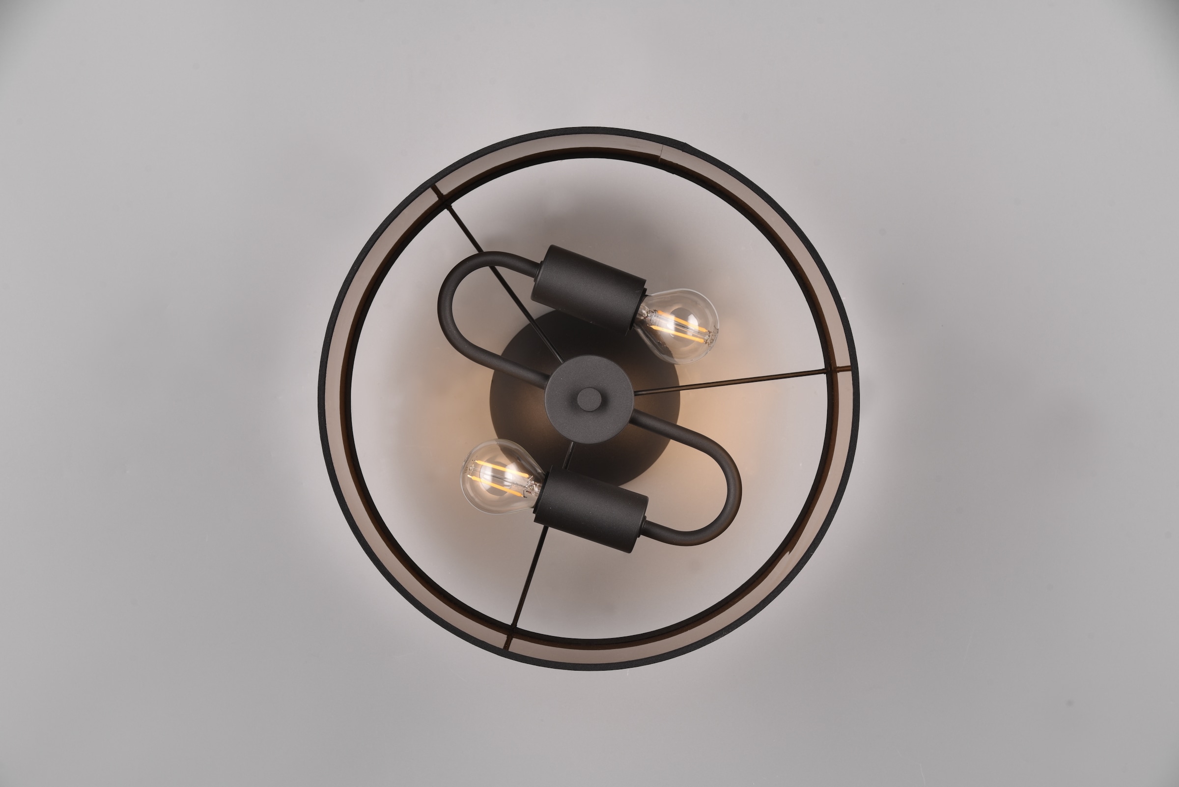 REALITY Leuchten Deckenleuchte »DAVOS, Deckenlampe mit Stoffschirm exkl 2xE14 max 28W Ø30cm Höhe 22cm«, 2 flammig, Leuchtmittel E14 | Leuchtmittel wechselbar, Deckenleuchte Küche Schlafzimmer Wohnzimmer Stoffschirm zweifarbig