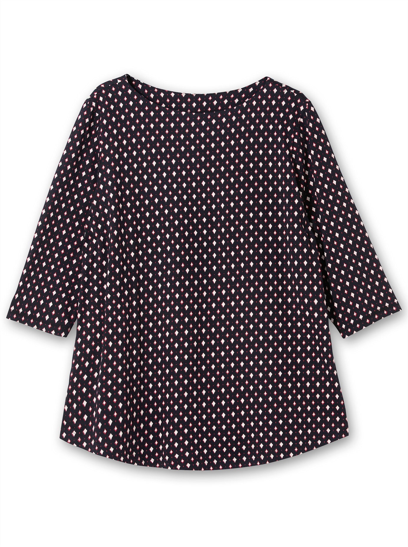 Sheego 3/4 Sleeve Shirt Dark Blue Patterned Size 44/46 3