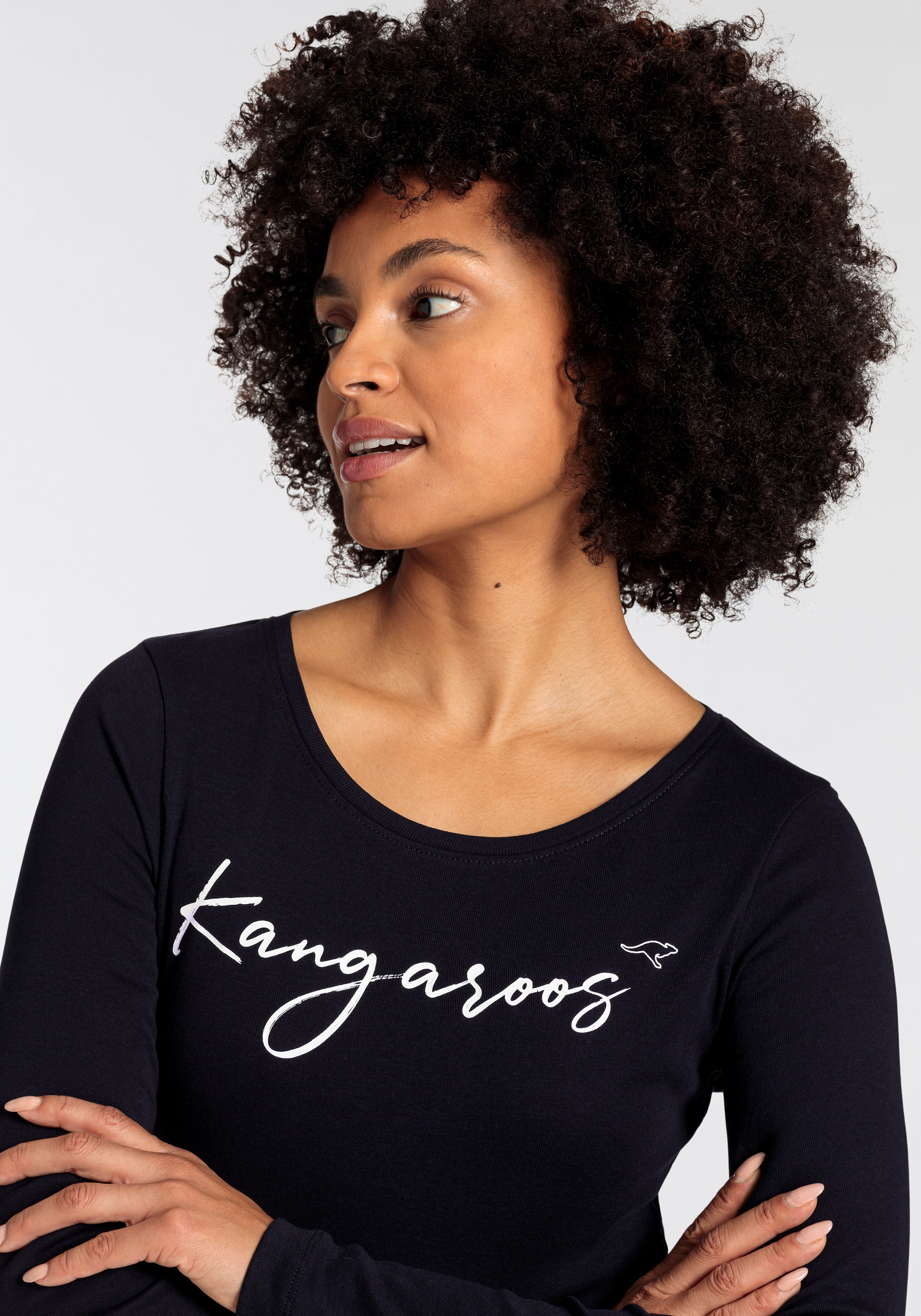 KangaROOS Longsleeve, Langarm, sehr figurbetont, aus Rippware, aus 100% Baumwolle