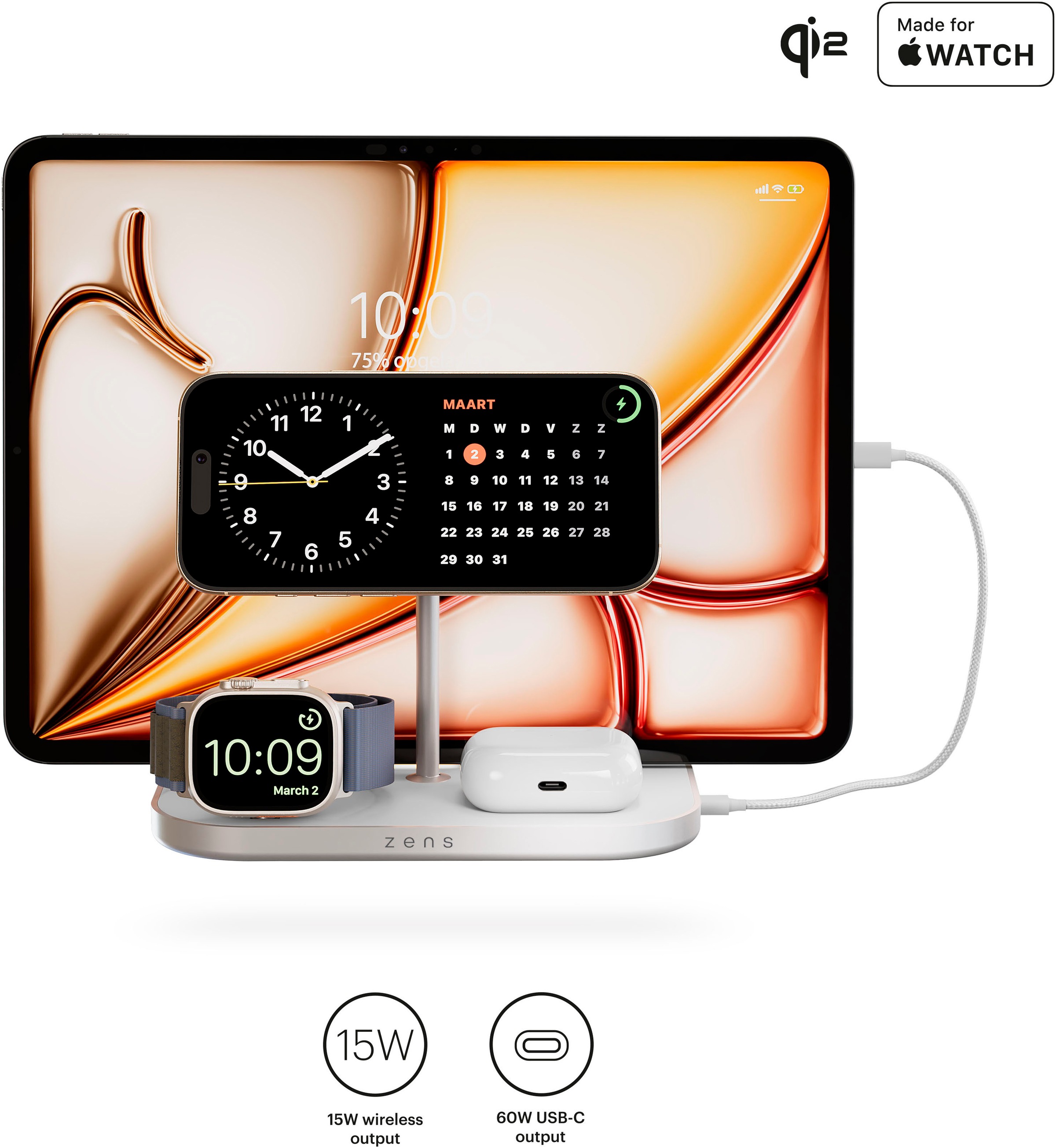 Zens Ladestation »4-1 Wireless Charger 60W USB-C«