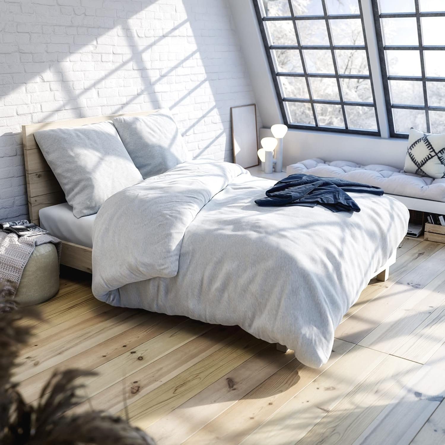 Bettwäsche WOLKENFELDhellgrau melange, Flanell, Obermaterial: 100% Baumwolle, Bettwäsche, "Wolkenfeld Flanell Winterbettwäsche 135x200cm, 155x220cm &