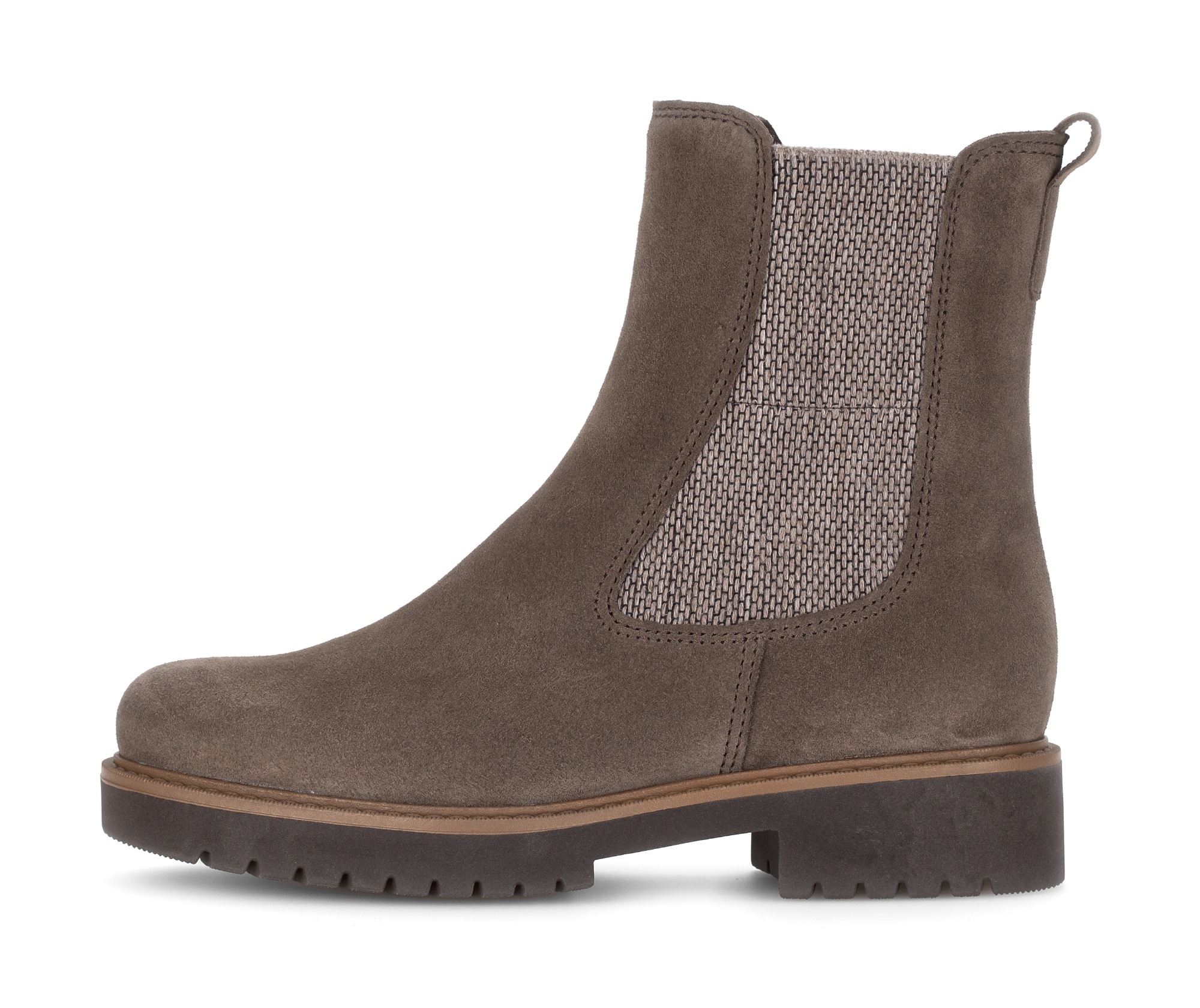 Gabor Chelseaboots »KOS«, Blockabsatz, Stiefelette mit meliertem Stretcheinsatz, in Extraweite K