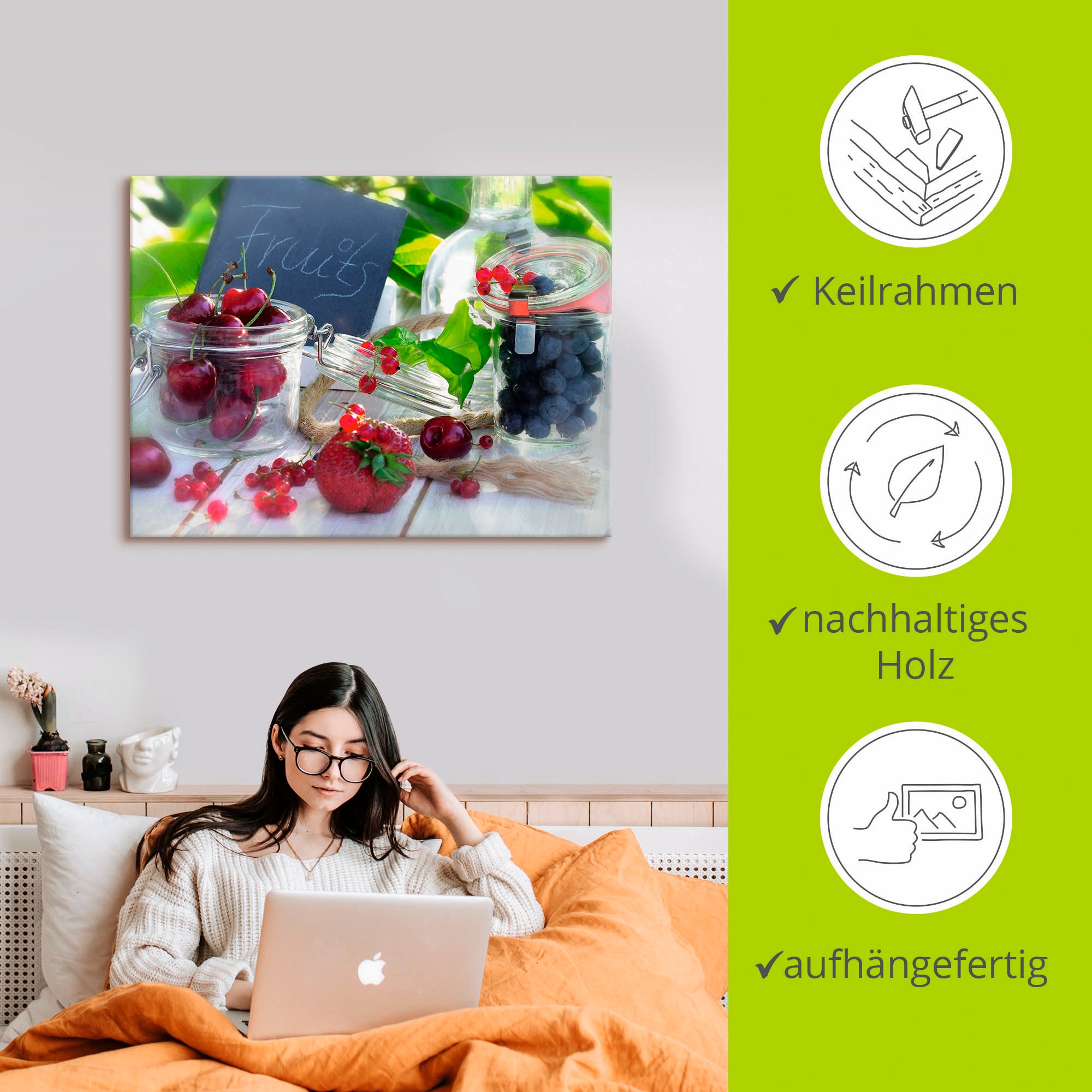 Artland Wandbild »Frischer Früchte Sommer«, Lebensmittel, (1 St.), als Leinwandbild, Poster in verschied. Größen