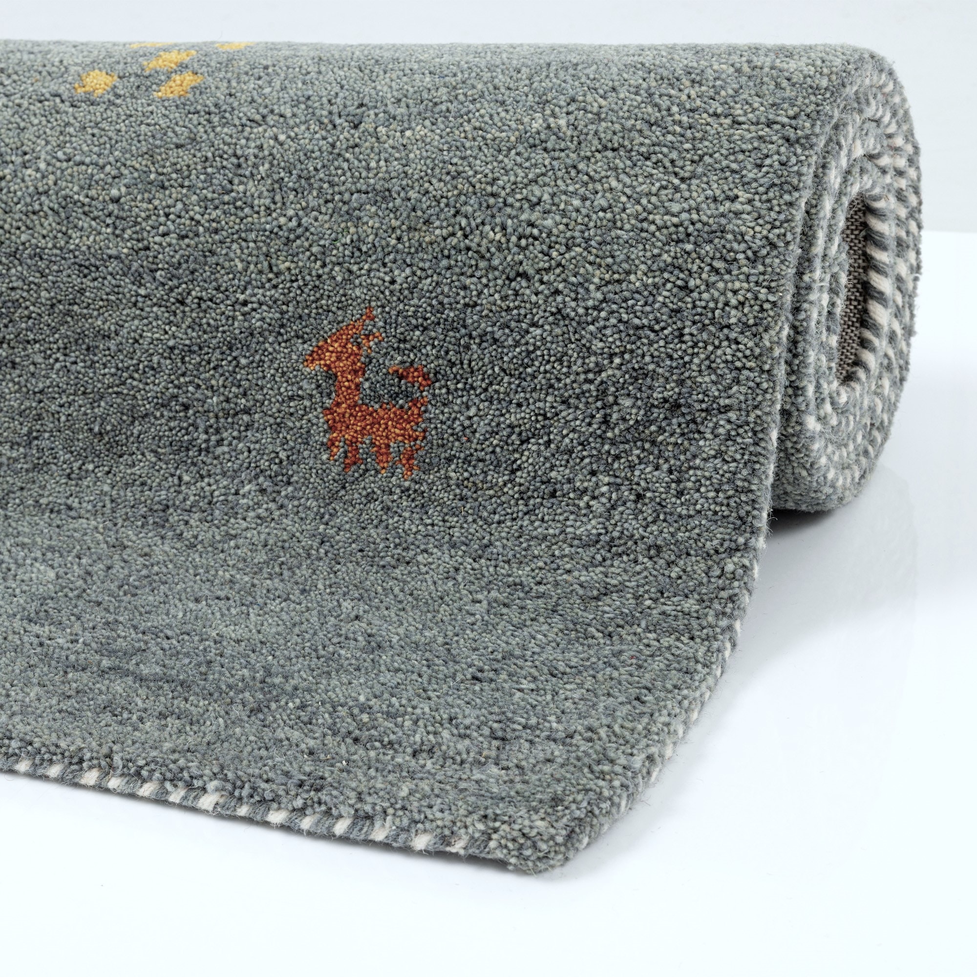 THEKO Wollteppich »Gabbeh Motiv, Handgefertigt, Teppich, Tiermotiv,  reine Wolle« rechteckig 14 mm Höhe reine Wolle, handgewebt, Wohnzimmer, Schlafzimmer, Esszimmer