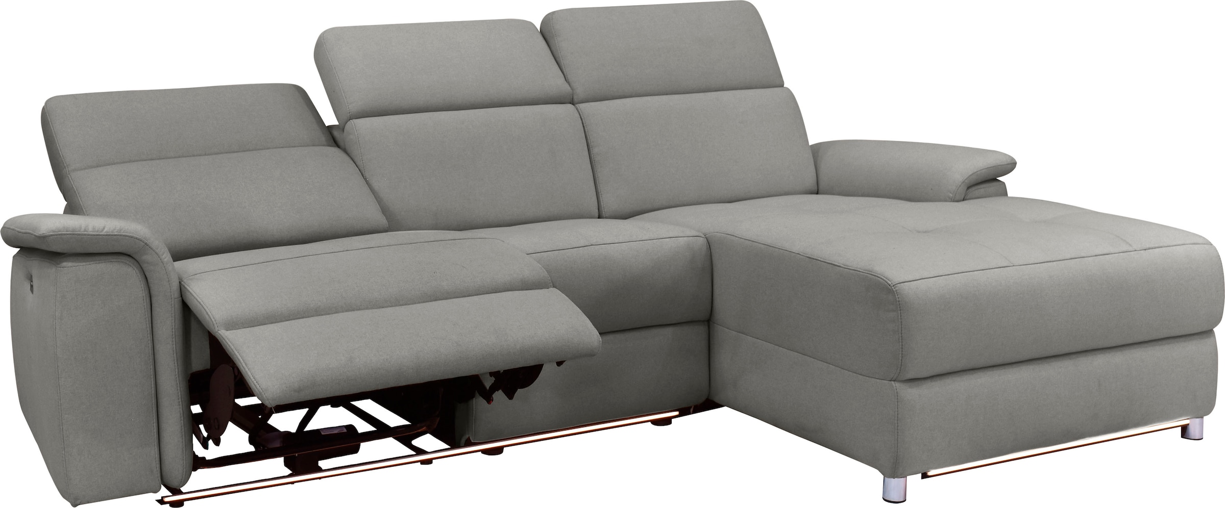 Places of Style Ecksofa »Pareli, L-Form, 259cm,m. Recamiere, Echtleder, Kunstleder, Webstoff«, man. o. elektr. Relaxfunktion, USB/Kopfteilverstellg u. LED