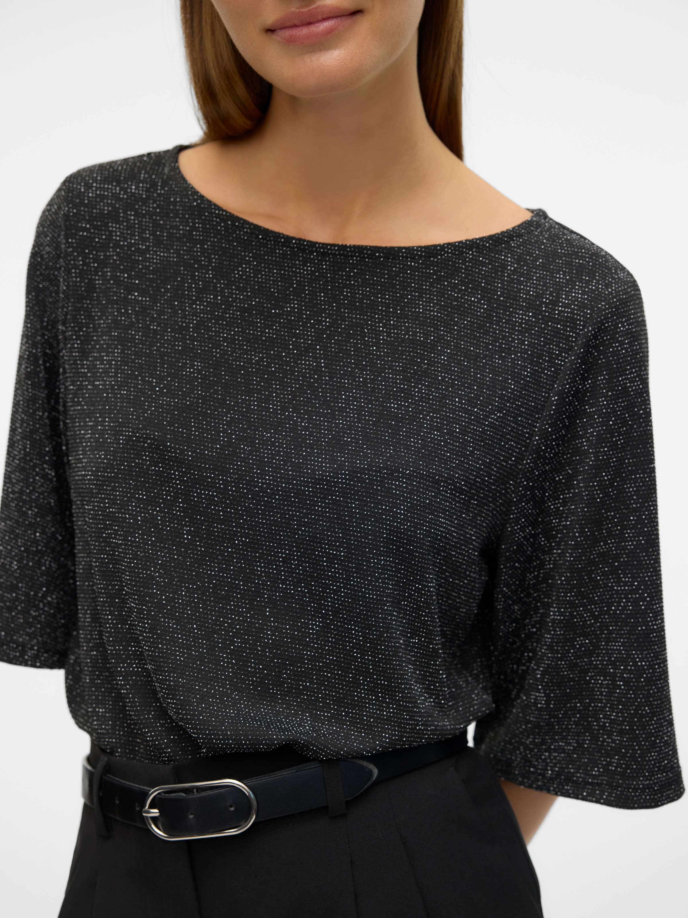Vero Moda Rundhalsshirt »VMKANVA 2/4 GLITTER TOP JRS« mit Glitzereffekt