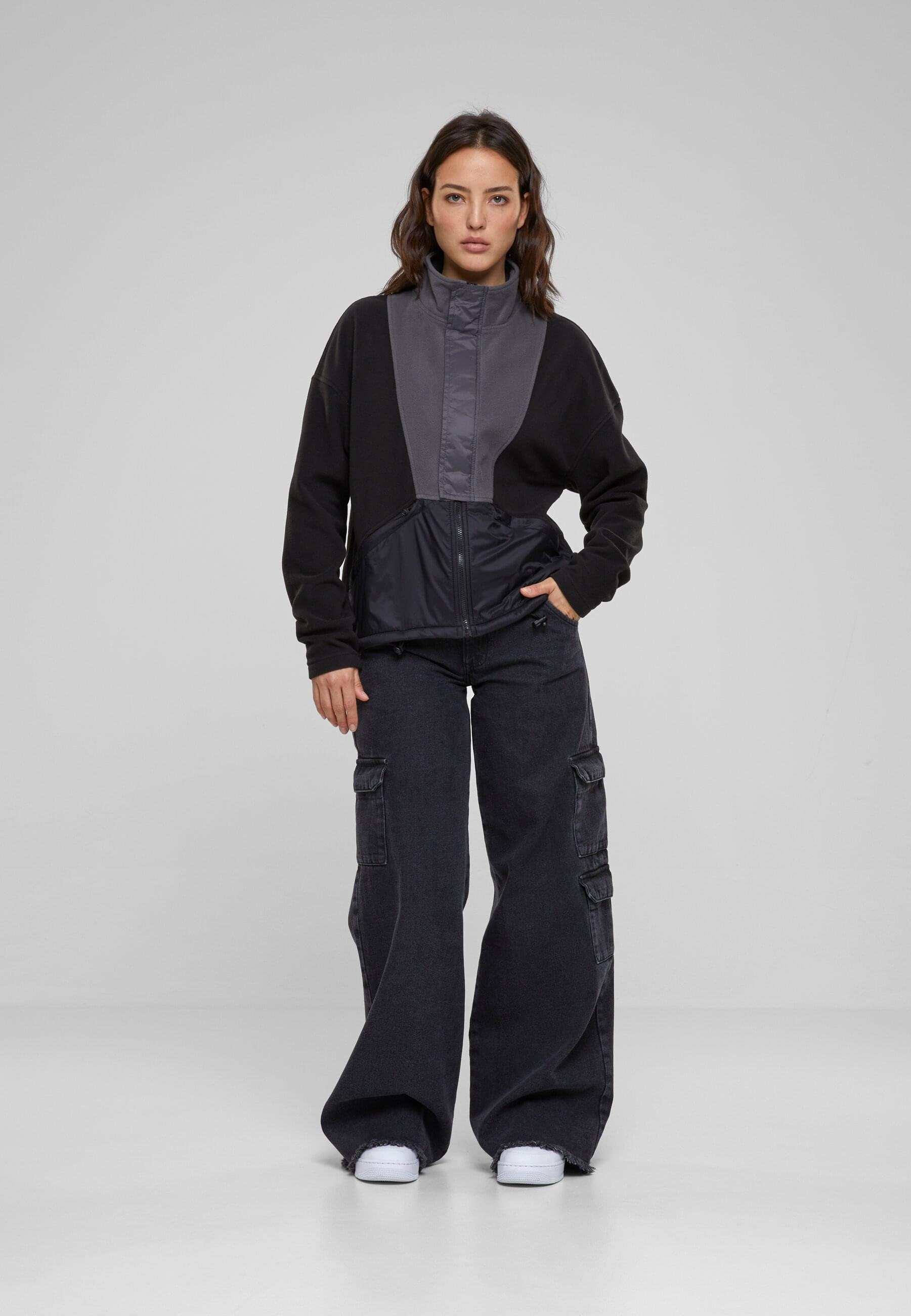 URBAN CLASSICS Trainingsjacke »Urban Classics Damen Ladies Polarfleece Track Jacket«, (1 St.), ohne Kapuze