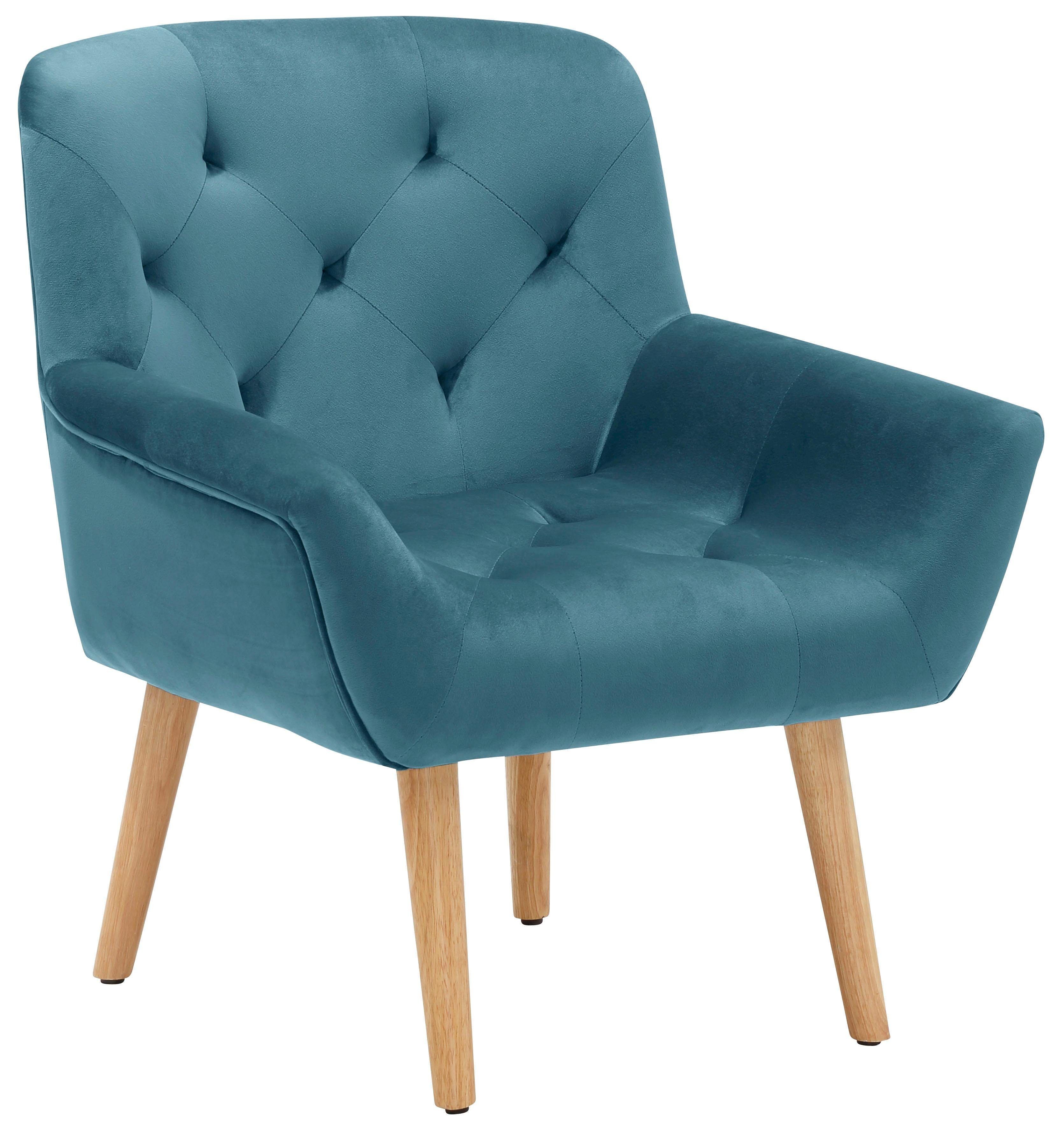 Home affaire Sessel Sami, aus schönem weichen Velvet Bezug und Knopfsteppung auf der Sitz- und Rückenfläche, Sitzhöhe 40 cm