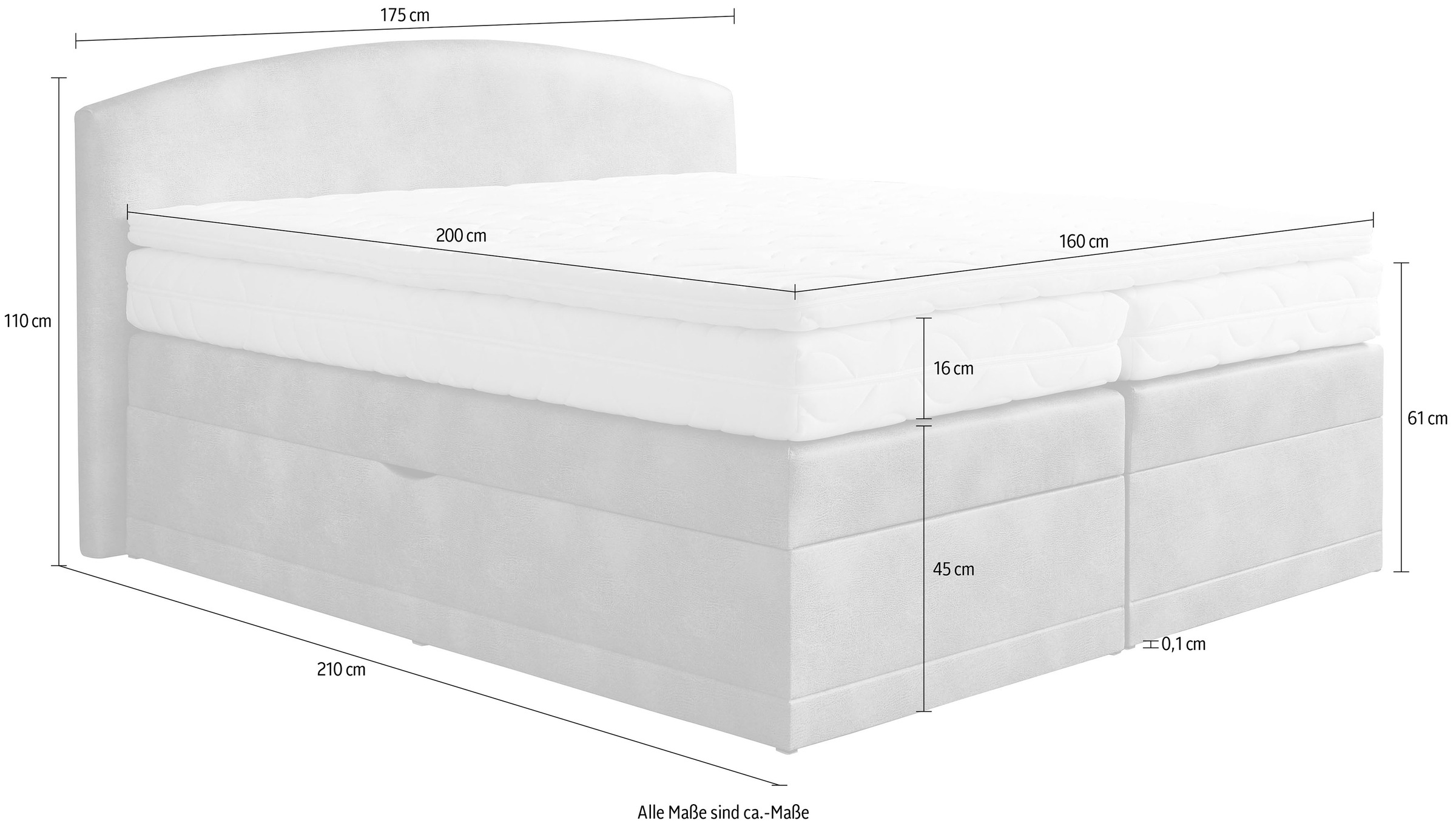 Westfalia Schlafkomfort Boxspringbett »Madeira in verschiedenen Härtegraden und Größen« wahlweise mit Topper und Bettkasten