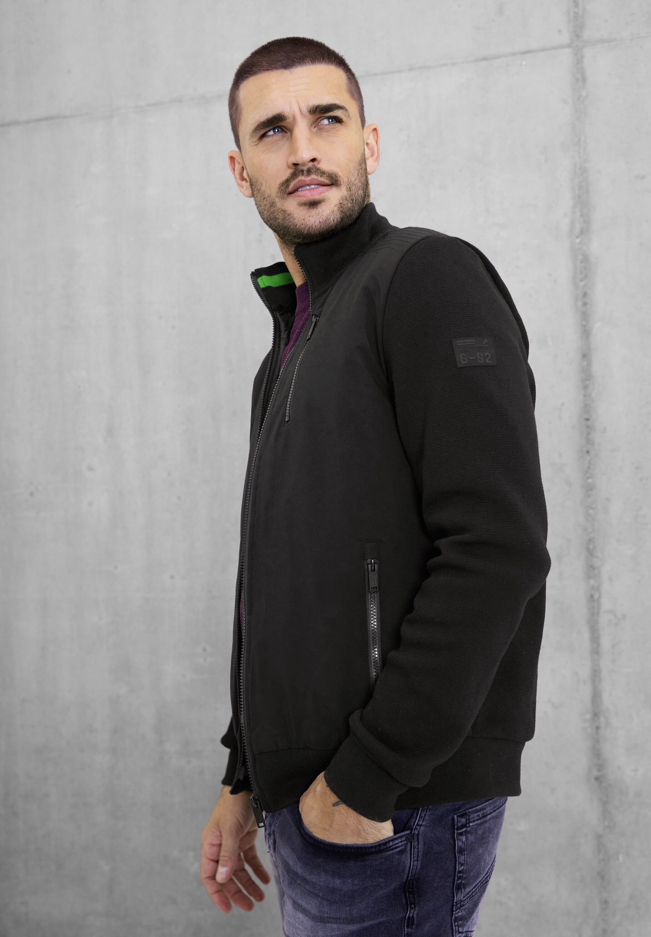 STREET ONE MEN Strickjacke, mit Stehkragen