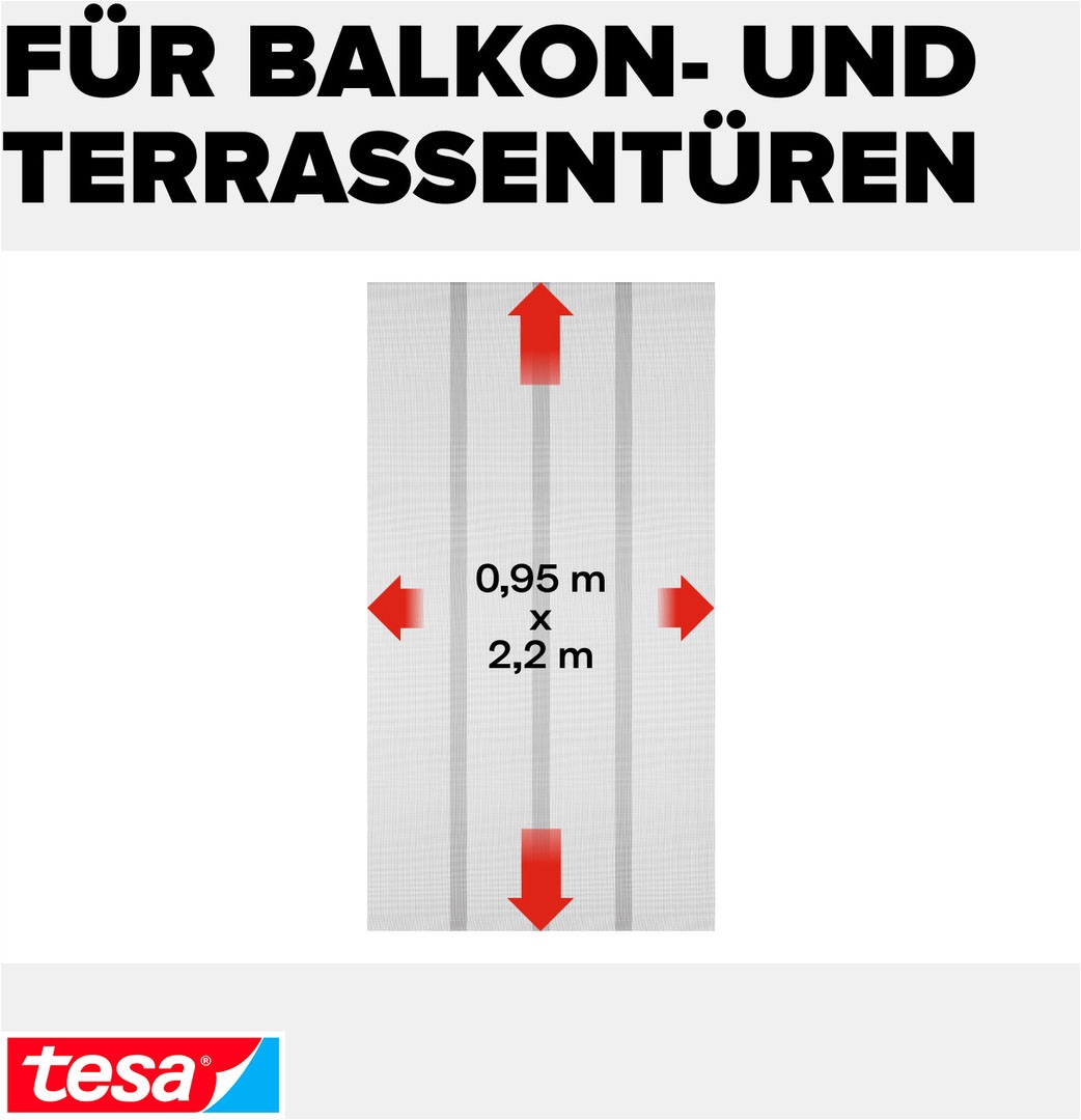 tesa Insektenschutz-Tür »Lamellen Vorhang - Fliegenvorhang für Balkon und Terassentüren« Packung, Fliegennetz, Klettband, 1 Stk. tlg. INSECT STOP Vorhang inkl. Klettverschluss - 95 x 220 cm