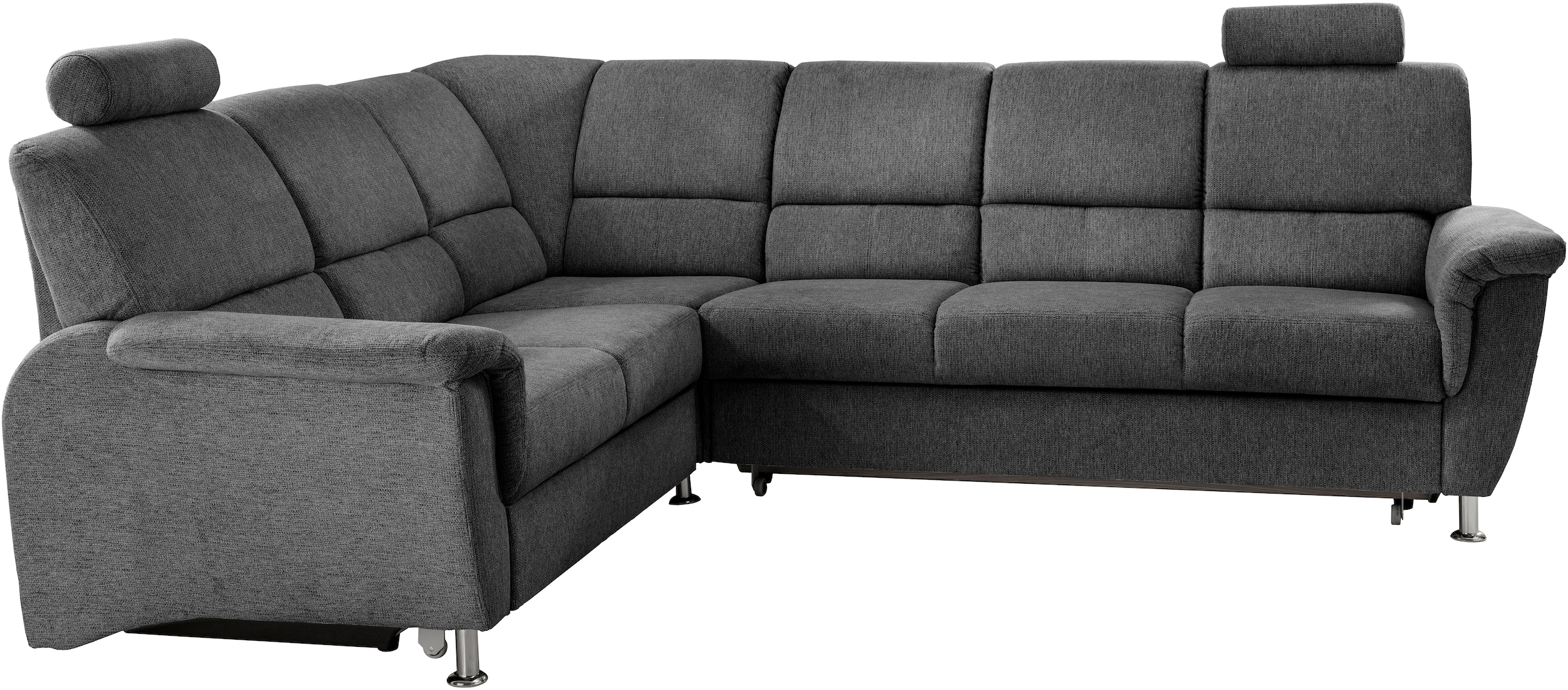 Home affaire Ecksofa »Pisa L-Form, mit Schlaffunktion, Stauraum, 2x höhenverstellbare«, Kopfstützen und Relaxfunktion im Eckelement