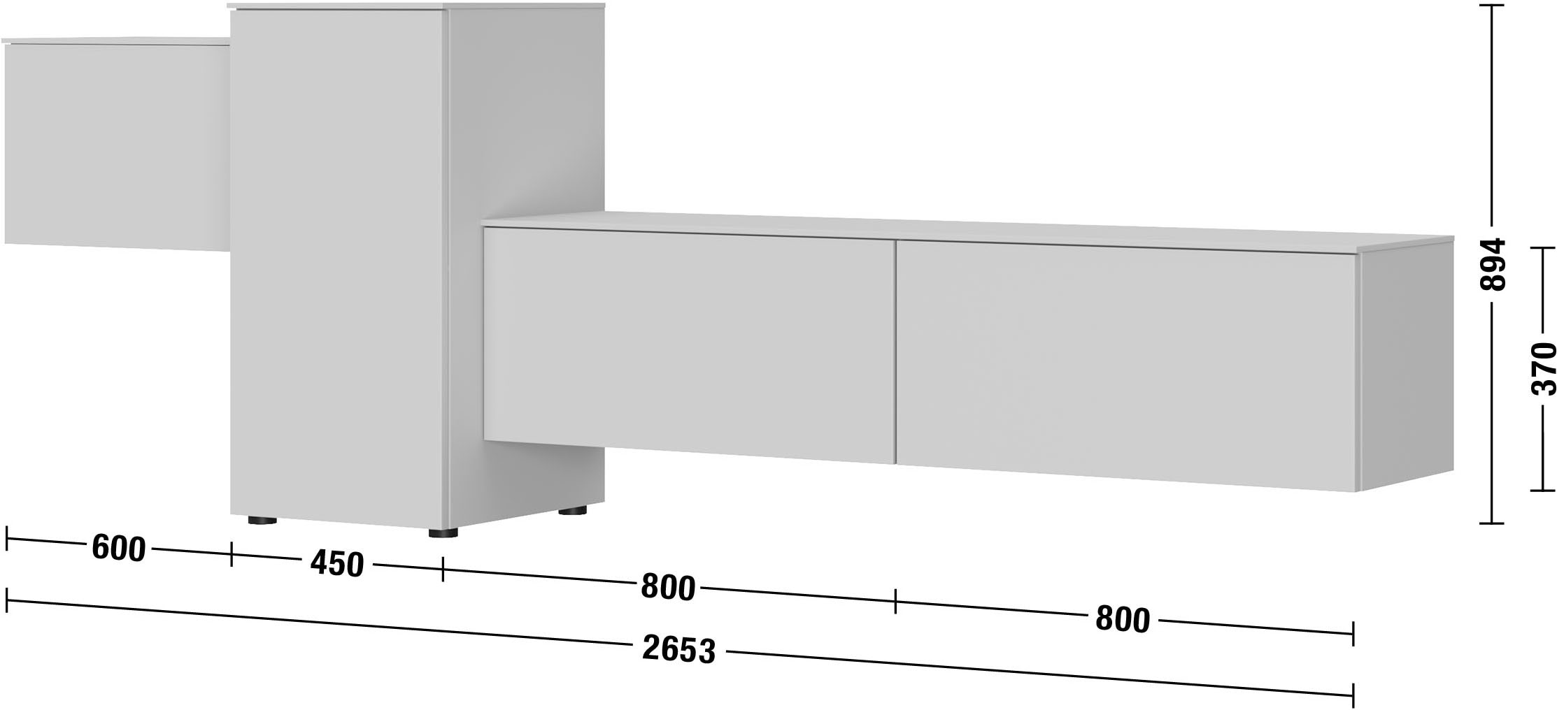 nobilia® Wohnzimmer-Set »Avala, 265 x 89 x 49 cm (B/H/T)«