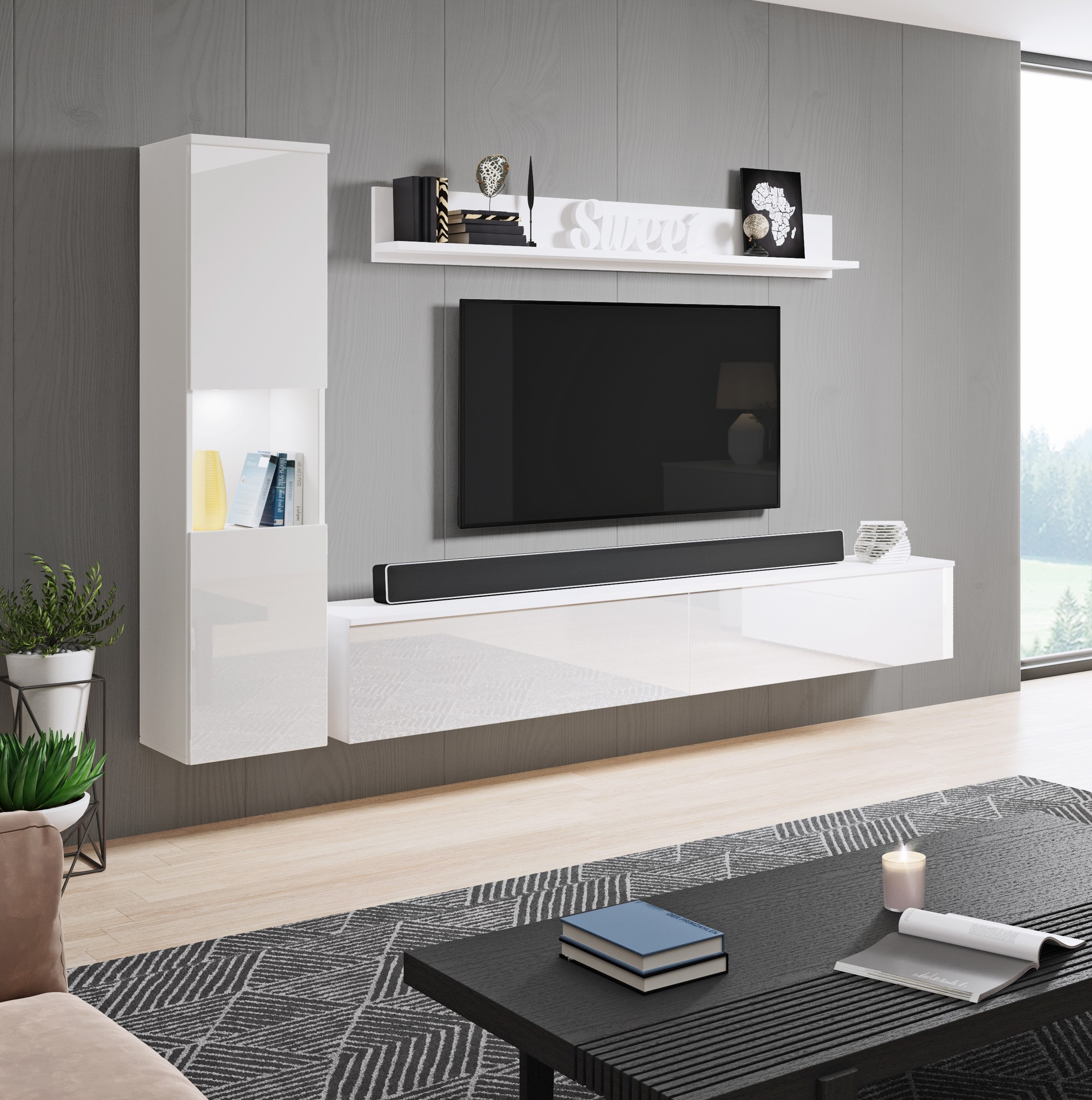 OTTO home Wohnwand "PARIS, Vitrine Türanschlag links/rechts wechselbar" Kom günstig online kaufen