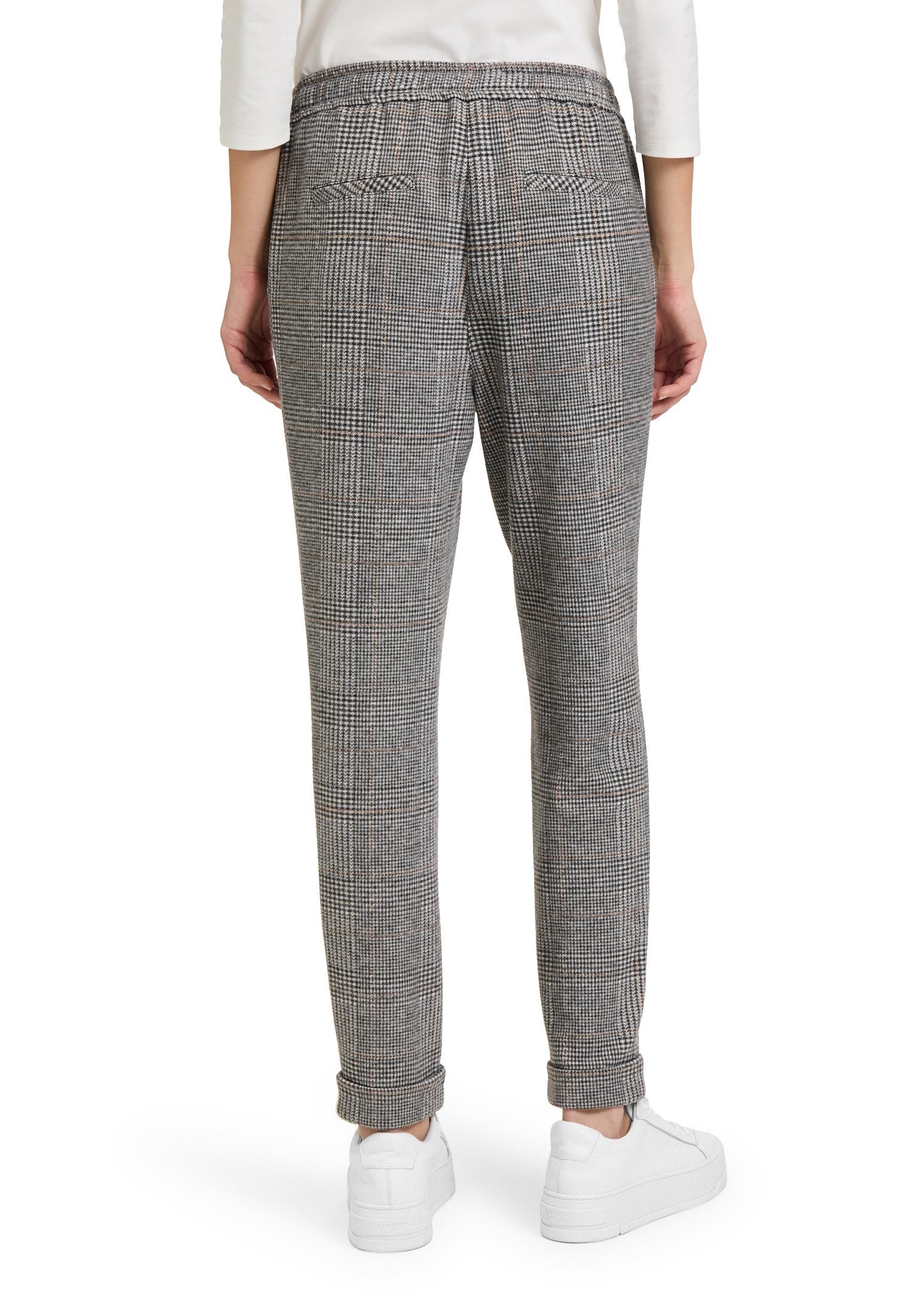 Betty&Co Bundfaltenhose »Betty & Co Damen Karo-Hose mit Bindegürtel«