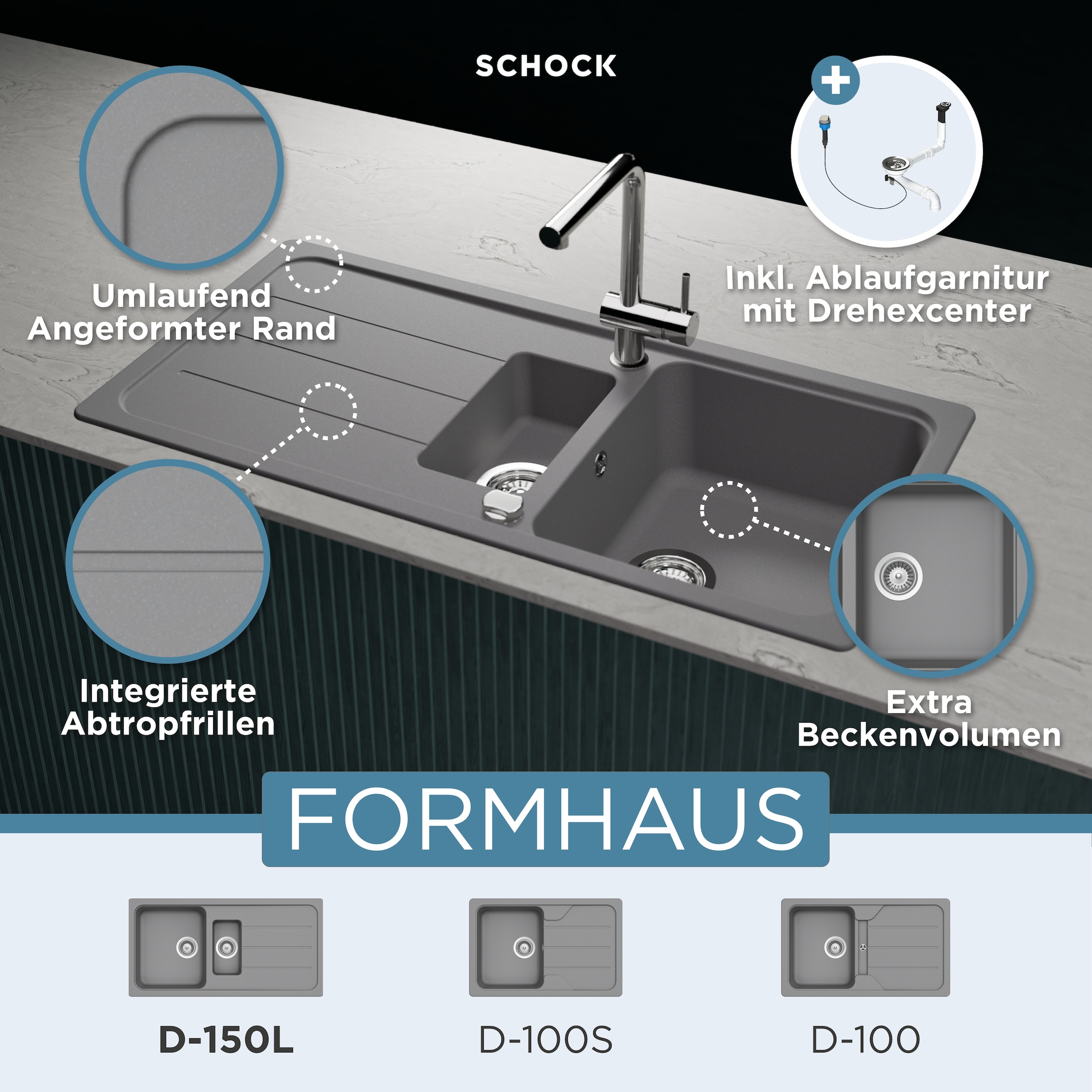 Schock Granitspüle »Formhaus«, mit Restebecken