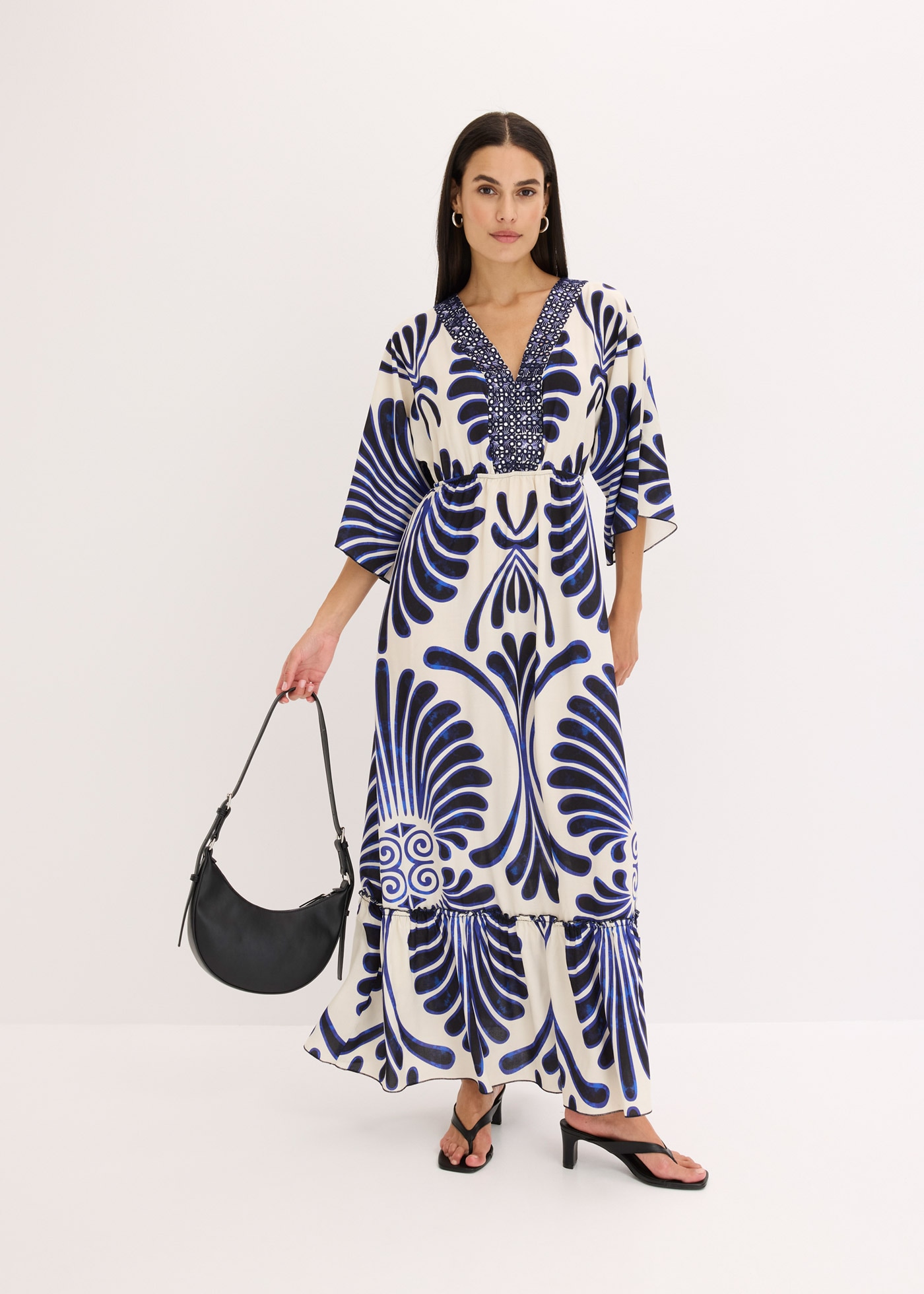 bonprix Maxikleid 1 tlg. für Frühling und Sommer, aus Viskose, Oversize Passform, mit Druck