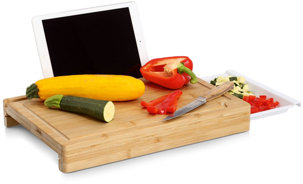 Zeller Present Schneidebrett »mit Tablet-Halter«, mit herausnehmbarem Auffangbehälter