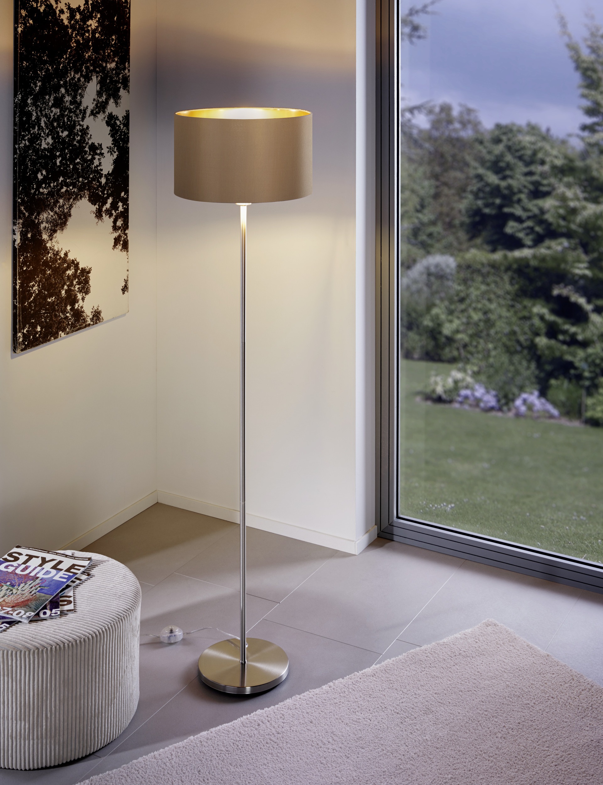 EGLO Stehlampe »MASERLO Stehlampe - Stahl - E27 - 1X60W - IP20« E27 1 Stk. Standleuchte, Wohnzimmer, Schlafzimmer, Esszimmer, H151 x Ø38 cm