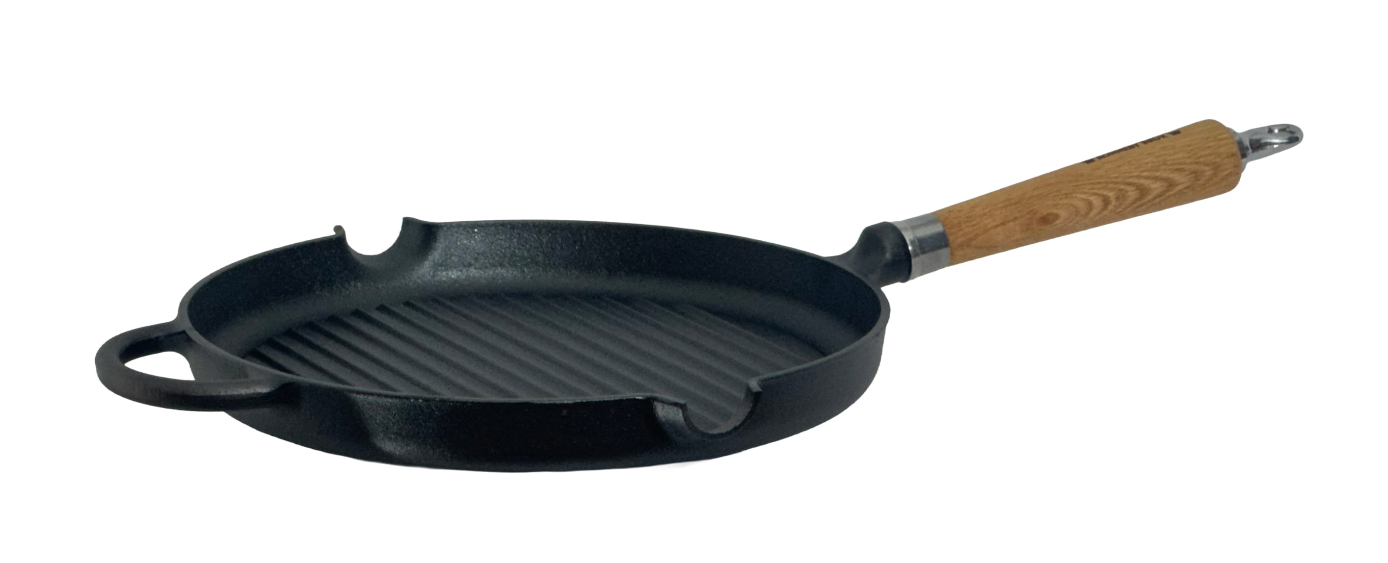 Ronneby Bruk Grillpfanne "Maestro Pfanne, Ø 28 cm, mit Holzgriff & Gegengriff" Gusseisen 1 tlg.