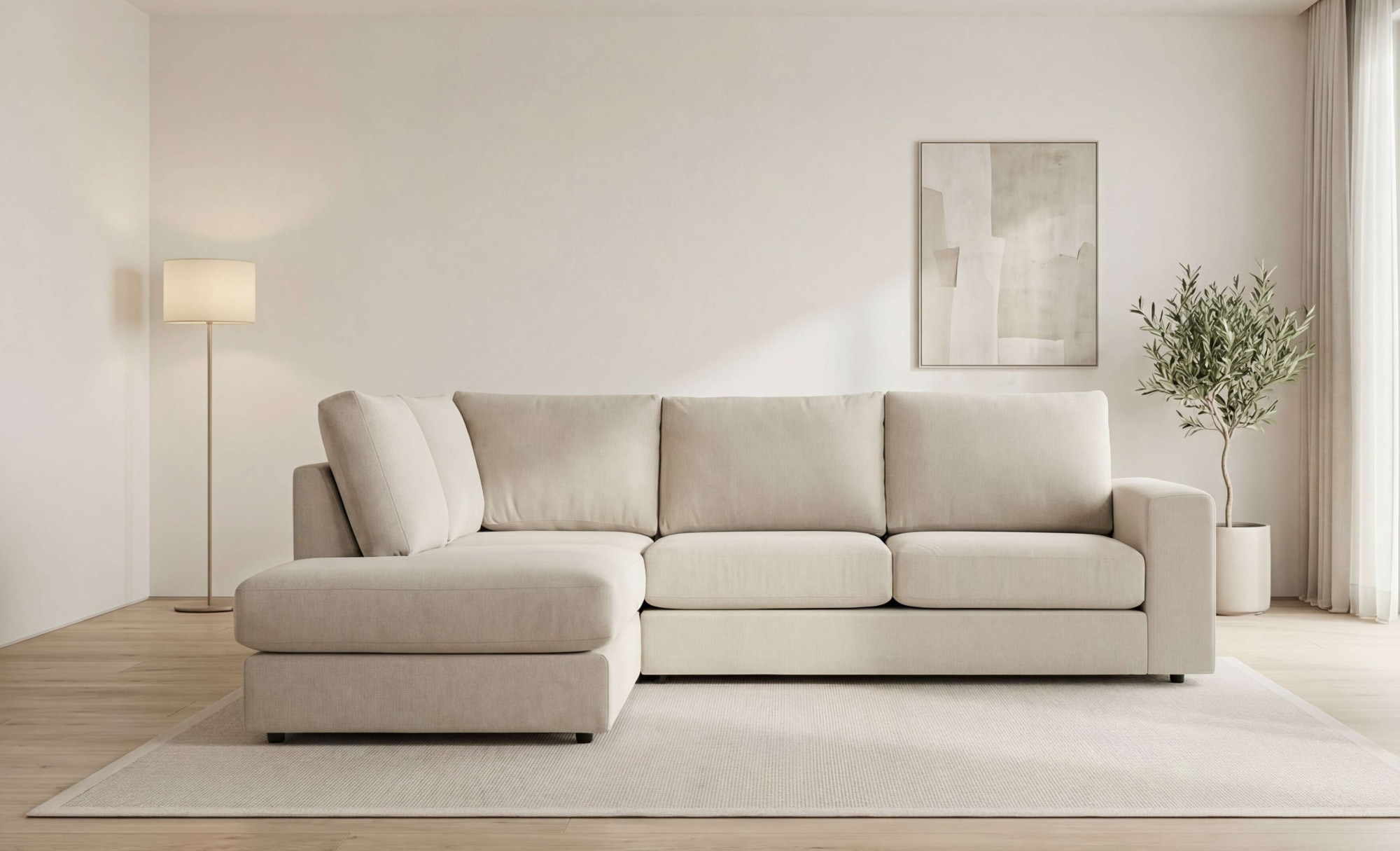 OTTO home Ecksofa "Nivette, weiches Chenille" Breite 292 cm, L-Form, bodentief, mit Wellenunterfederung