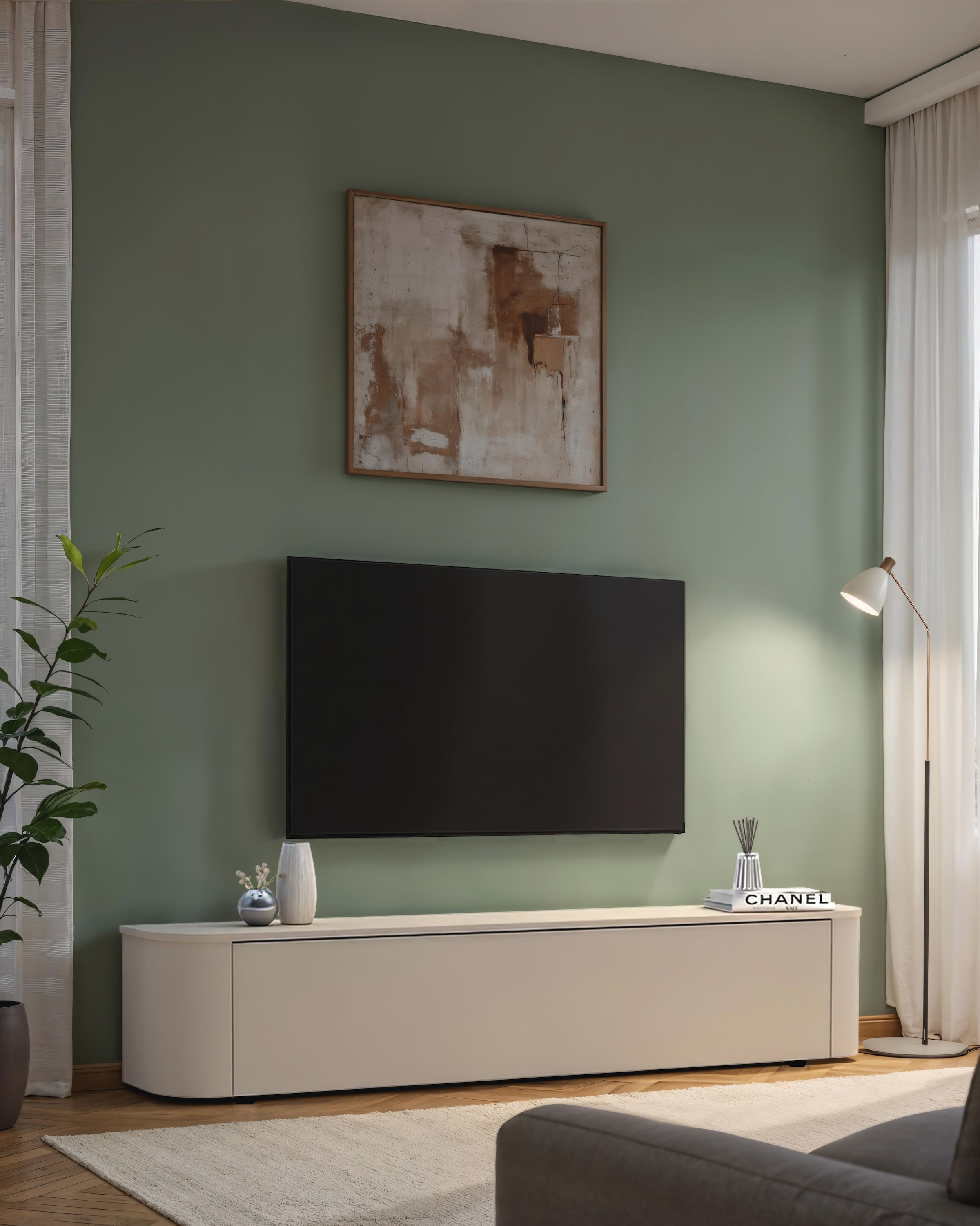 INOSIGN Lowboard »Lido, 181 cm breit, 1 Klappe, TV-Schrank, TV-Kommode, Medienboard« Formgebogenes MDF, Stirnseiten Rundung, Push-to-open, hängend/stehend