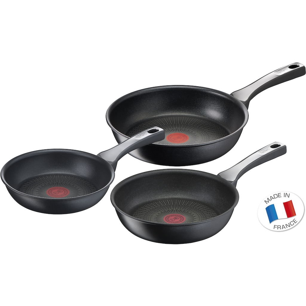 Tefal Pfannen-Set »Unlimited On«, Aluminium, (Set, 3 tlg., 1x Bratpfanne Ø 20 cm, 1x Bratpfanne Ø 24 cm, 1x Bratpfanne Ø 28 cm), Aluminium, Antihaft, Thermo-Signal, alle Herdarten Induktion, Set