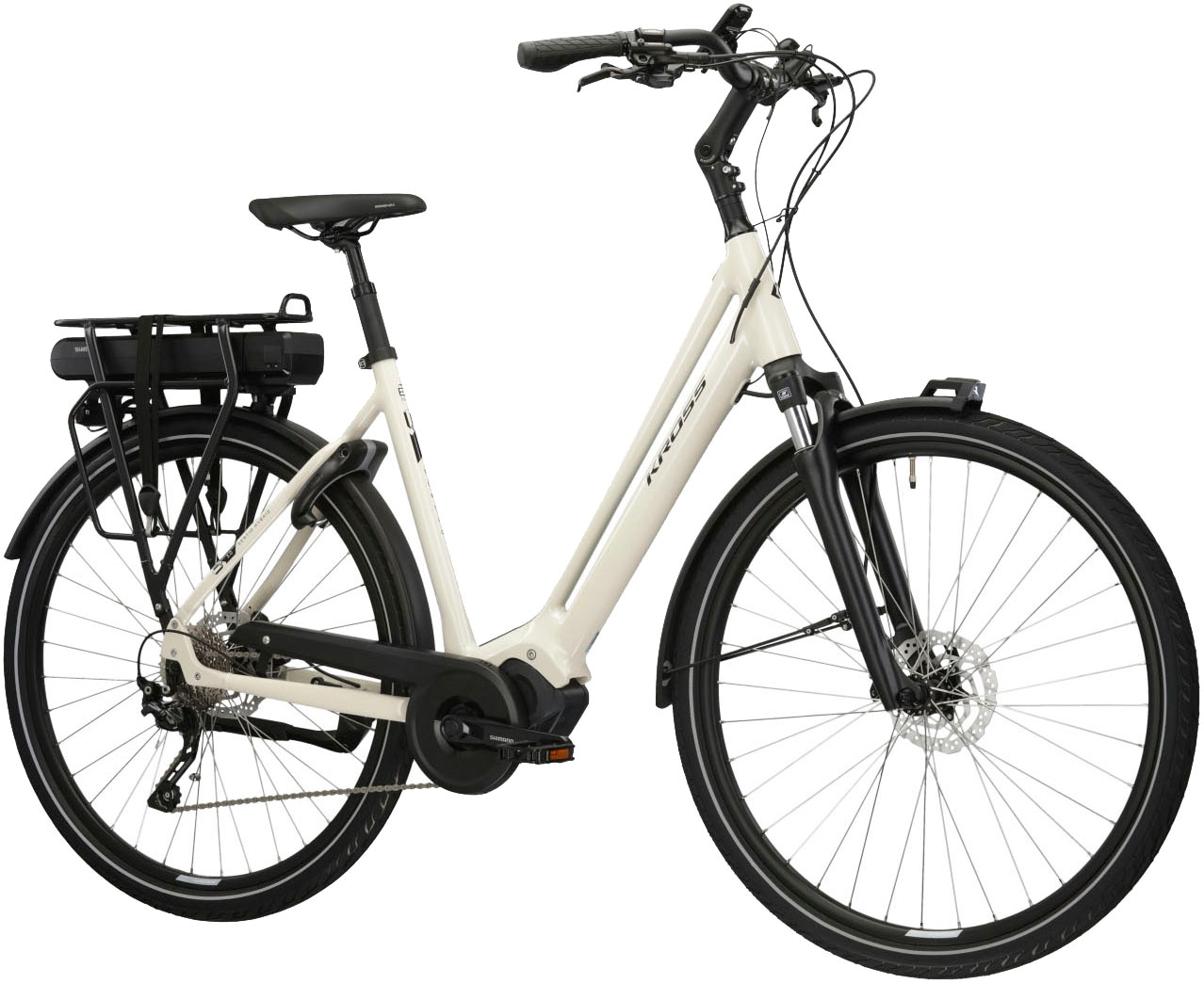 Kross E-Bike »E-Citybike Sentio Hybrid 3.0 28 Zoll weiß«, 7 Gang, Shimano, DEORE T6000, Mittelmotor 250 W