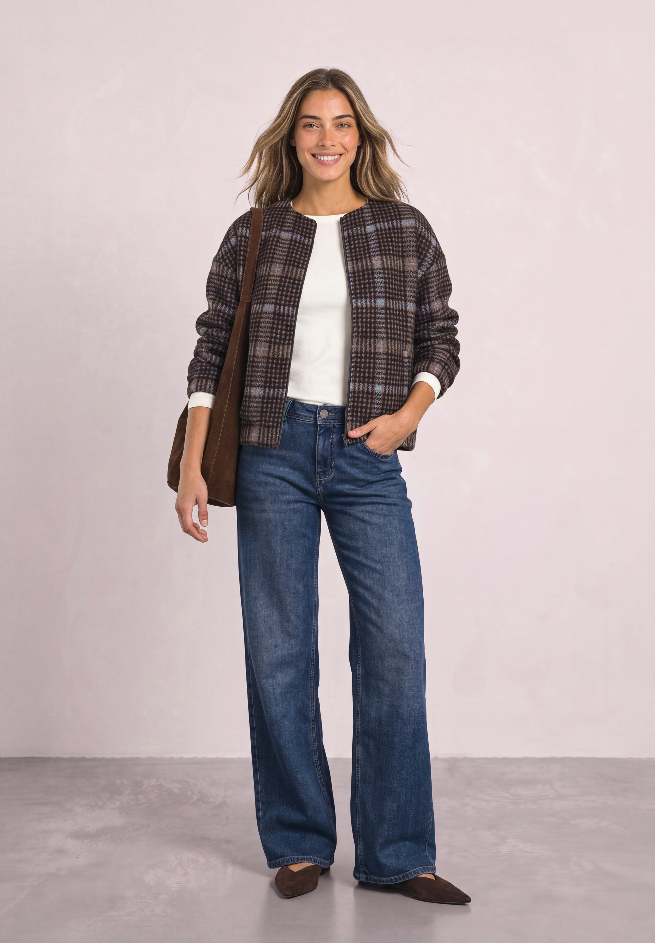 STREET ONE Cordjacke ohne Kapuze mit Karomuster