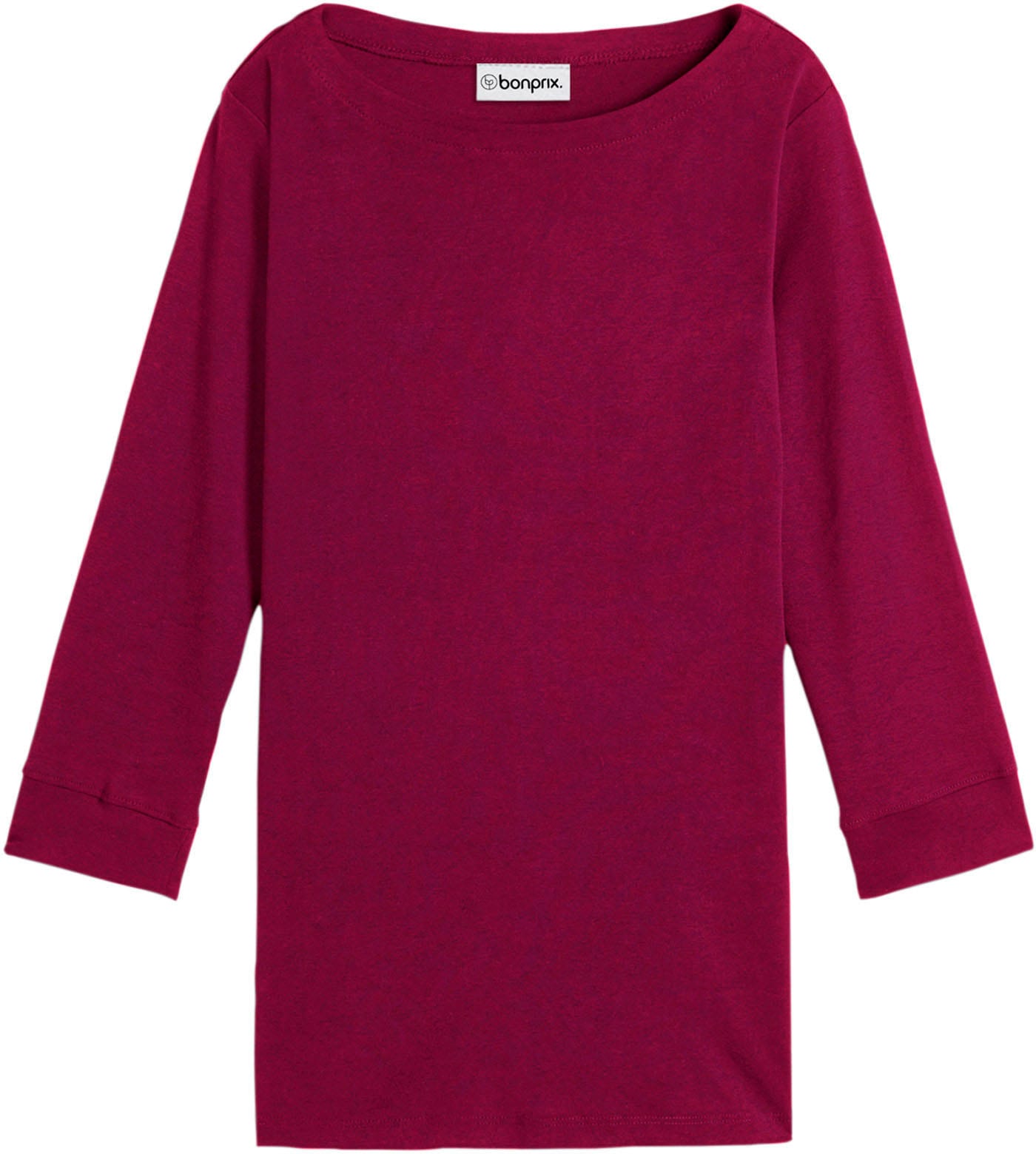 bonprix Langarmshirt mit 3/4-Arm, U-Boot-Ausschnitt, bequeme Passform, aus Baumwolle