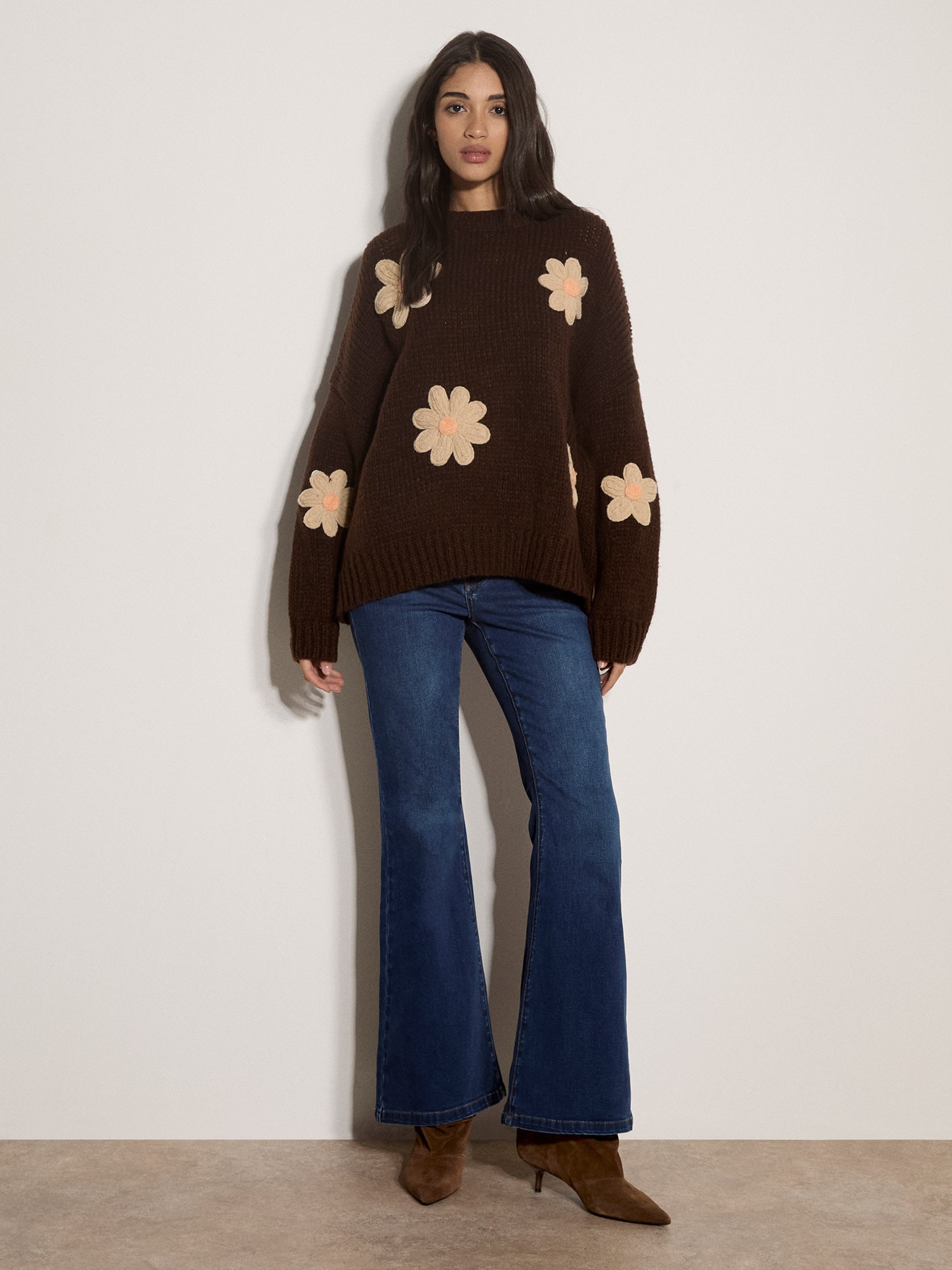 Apricot Strickpullover »Bestickter Pullover« mit Gänseblümchen