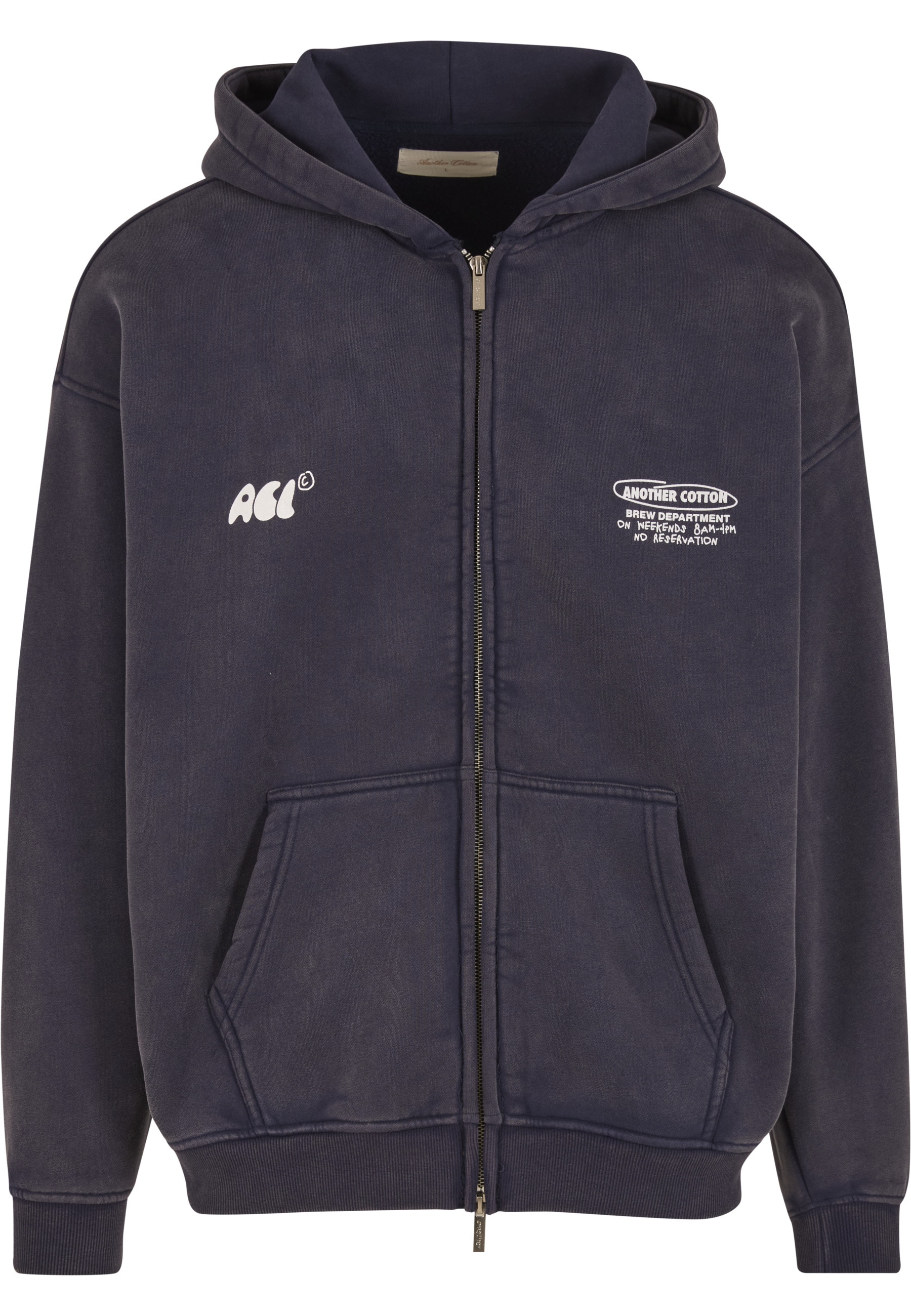 Another Cotton Lab Sweatjacke "Another Cotton Lab Espresso Society Washed Zip Hoodie"