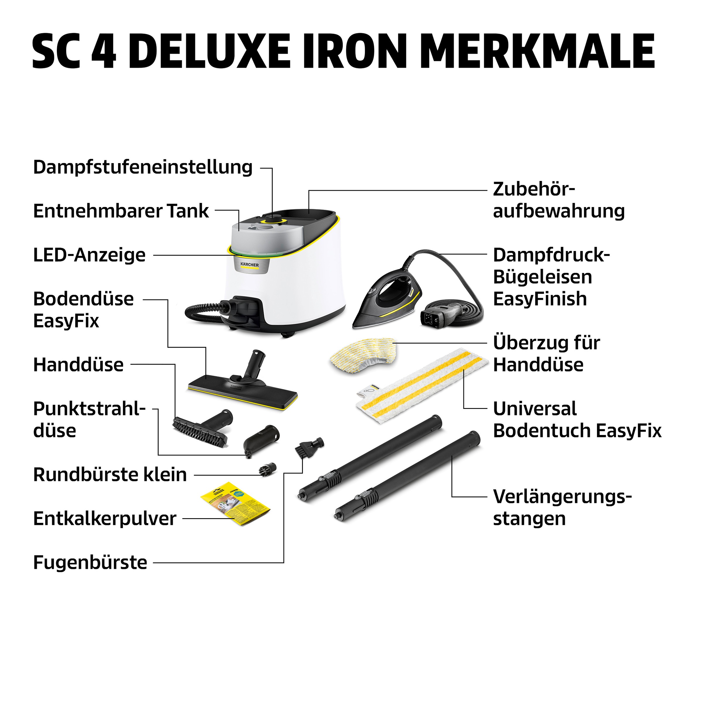 KÄRCHER Dampfreiniger »SC 4 DELUXE IRON« inklusive Dampfdruck-Bügeleisen, Flächenleistung ca. 130 m²