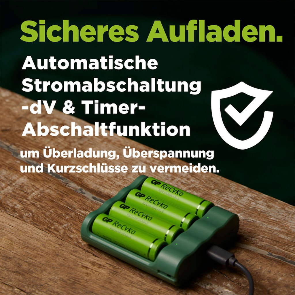 GP Batteries Akku-Ladestation »USB-Akkuladegerät B421 inkl. 4x ReCyko AAA Akkus je 850 mAh«