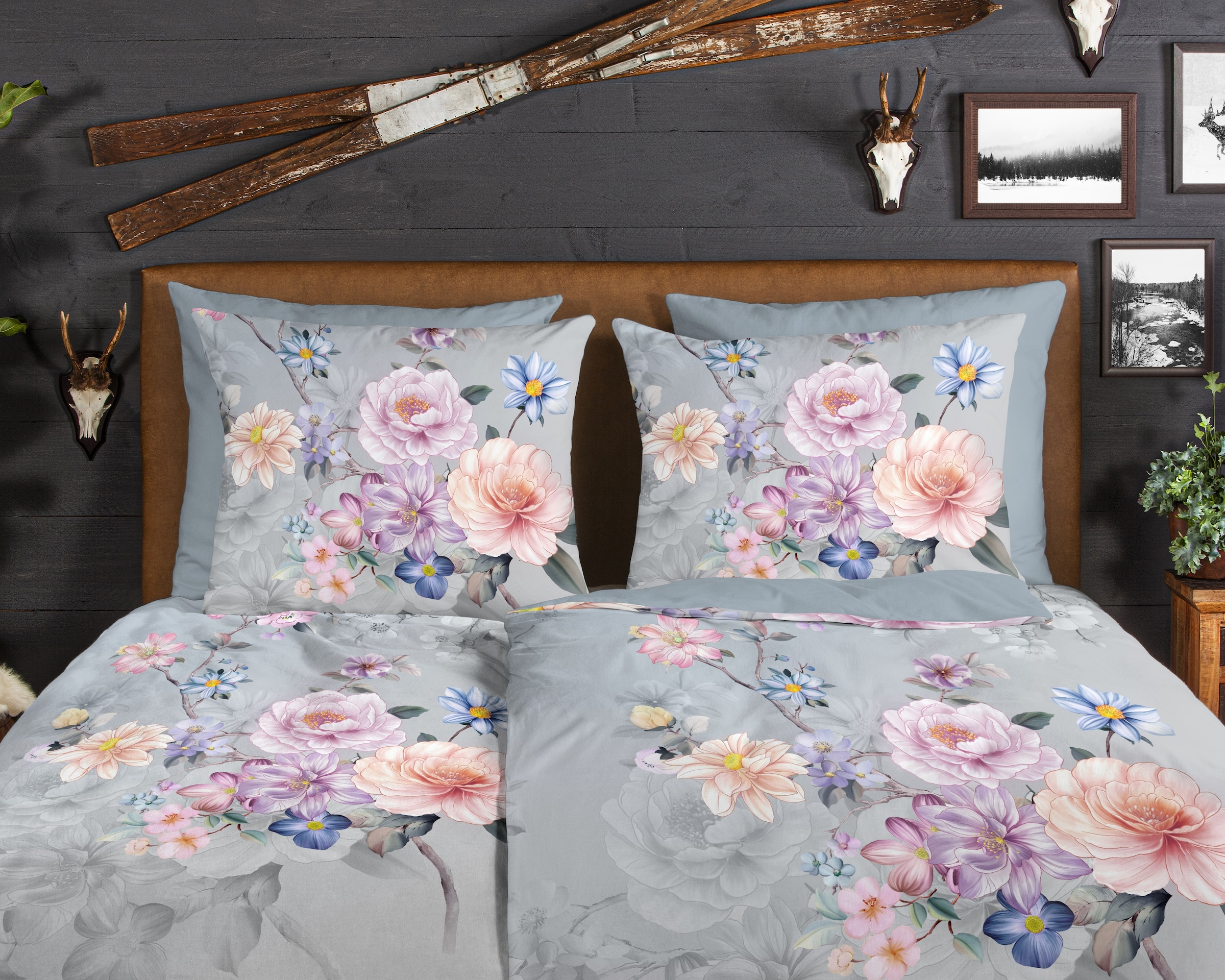 good morning Wendebettwäsche »Elenamu« 2 Stk. tlg. Flanell, Biber, Winter, Warm, Reißverschluss, Wendeoptik, Blume