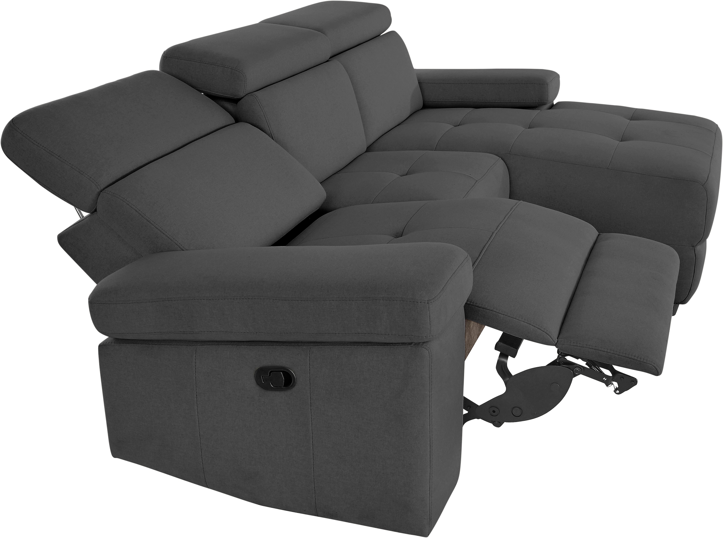 Places of Style Ecksofa »Kilado, L-Form,«, mit Relaxfunktion, verstellbarer Armlehne, Kopfteilverstellung