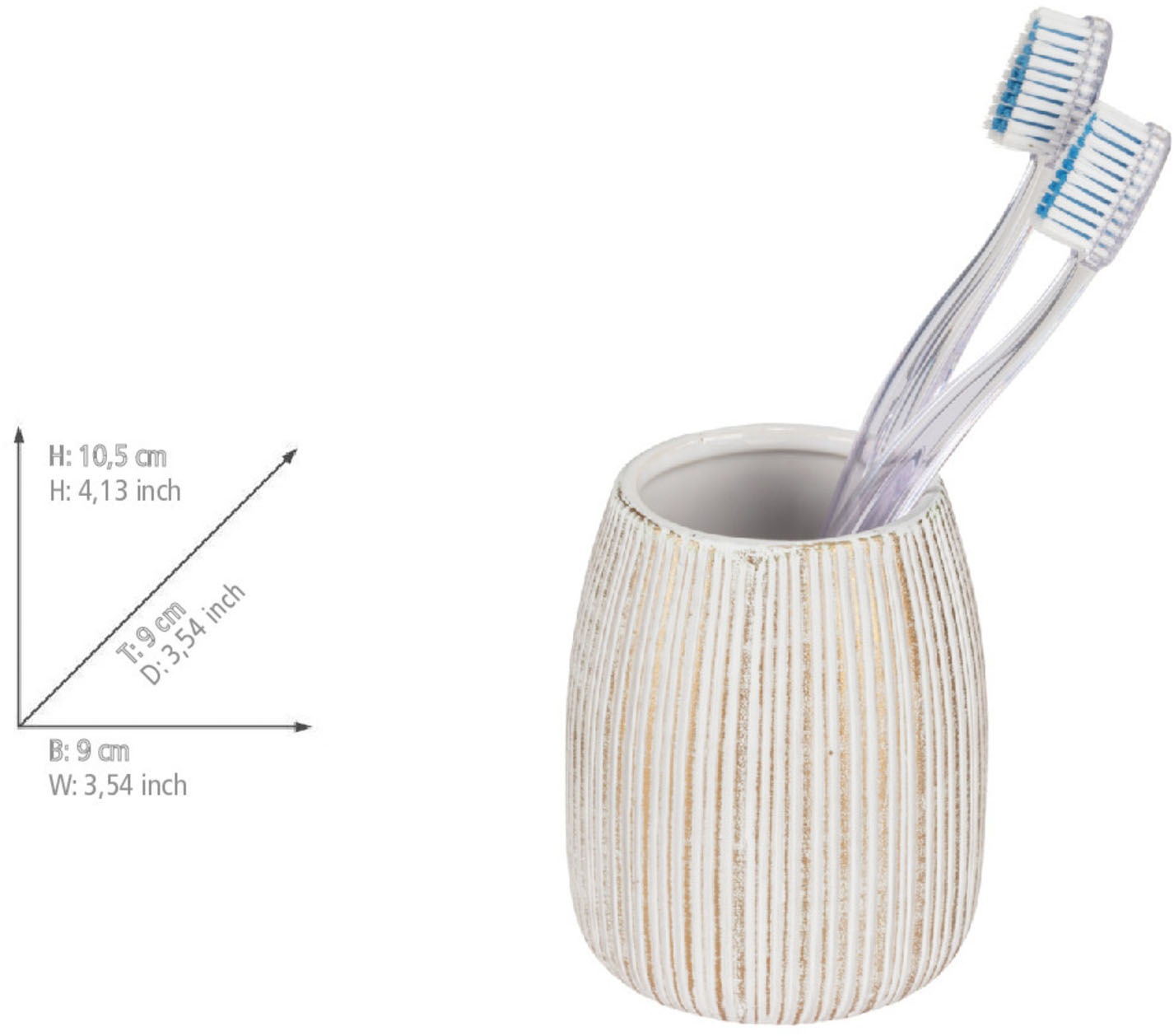 WENKO Badaccessoire-Set »Pascoli« Seifenspender und Zahnputzbecher, Keramik mit Streifenmuster
