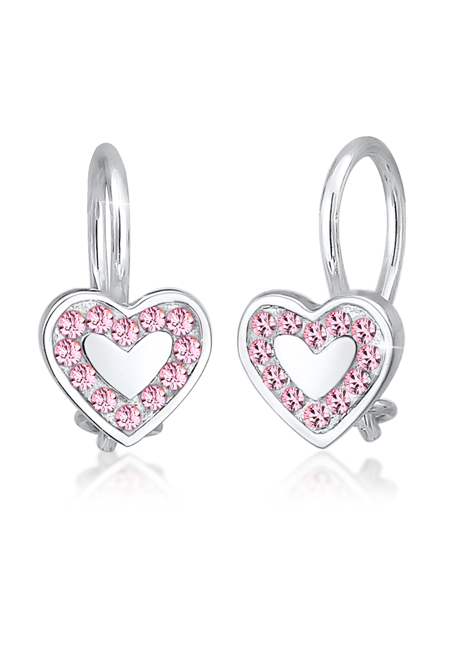 Elli Paar Ohrstecker "Ohrstecker Herz Glas Kristalle Rose 925 Sterling Silb günstig online kaufen