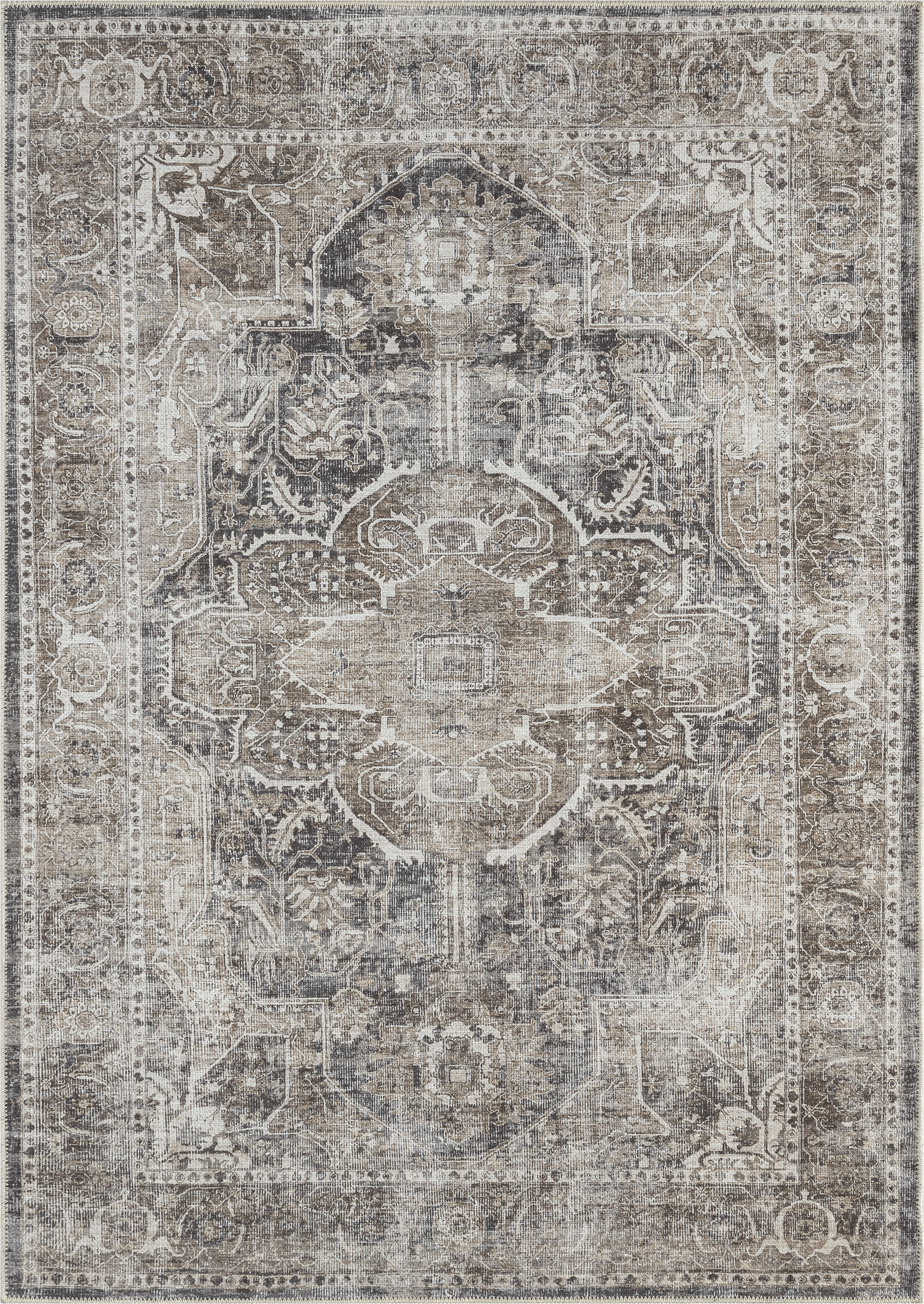 the carpet Teppich »Zen round«, rund, 1 mm Höhe, Vintage Wohnzimmer Teppich flachgewebe waschbar