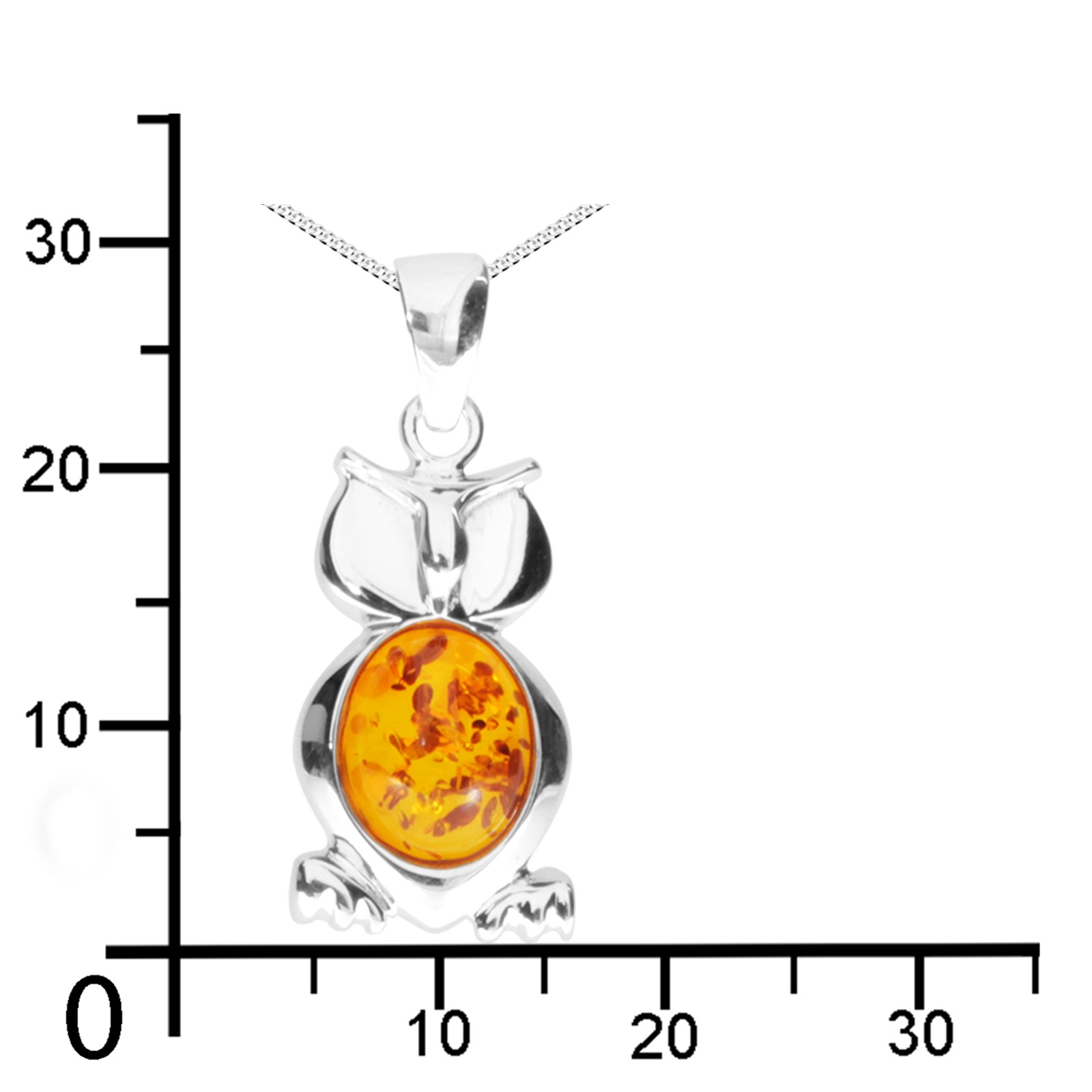 Kette mit Anhänger OSTSEE-SCHMUCK "- Eule - Silber 925/000 - Bernstein" Gr. 45, silber (silber 925, silberfarben, weiß), Schmuck_Sets, Damen, 45, Silber 925 (Sterlingsilber) 4