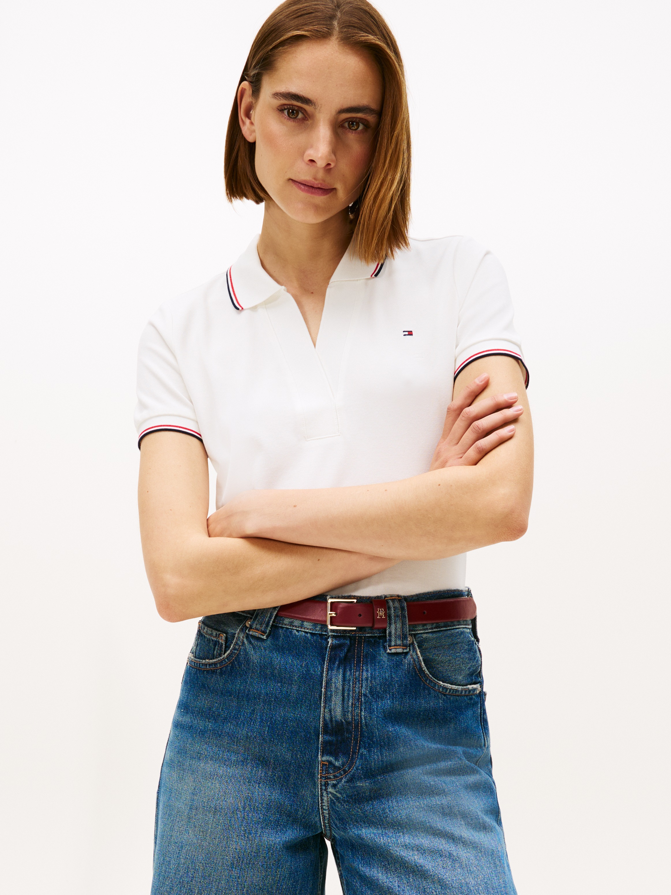 Tommy Hilfiger Poloshirt "1985 TIPPING SLIM OPEN SS POLO" günstig online kaufen