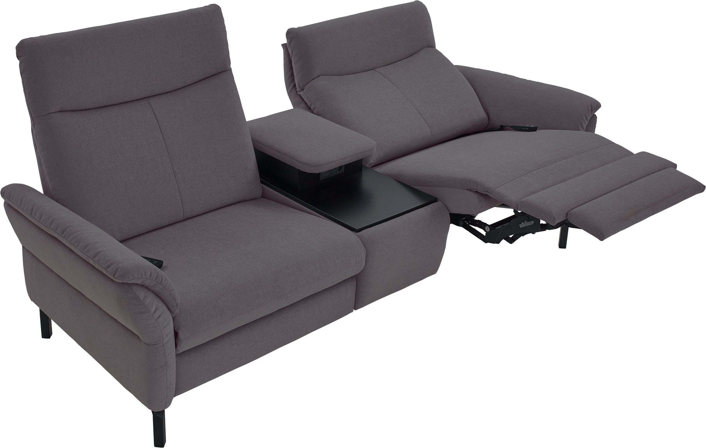 Places of Style 2-Sitzer »Sisto, inklusive 2x Relaxfunktion motorisch mit Herz-Waage-Beschlag«, Zwischenelement mit Tisch, Steckdose & USB-Ladestation