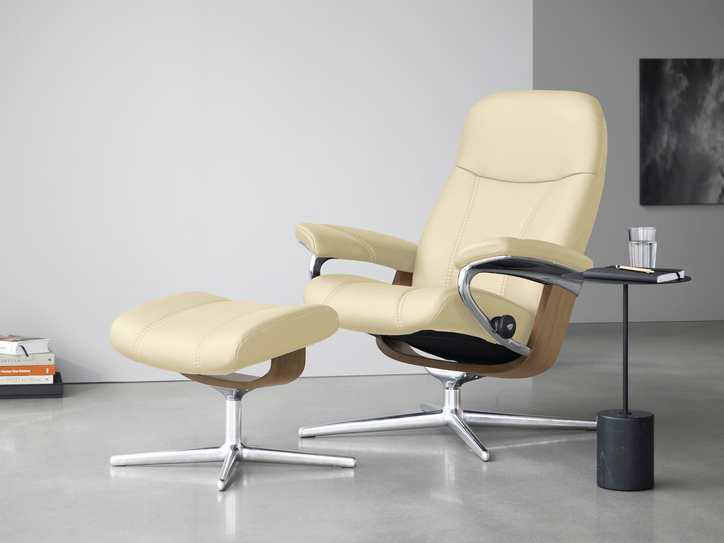 Stressless Relaxsessel "Consul" mit Cross Base, Größe S, M & L, Holzakzent Eiche, in 2 Bezugsqualitäten lieferbar