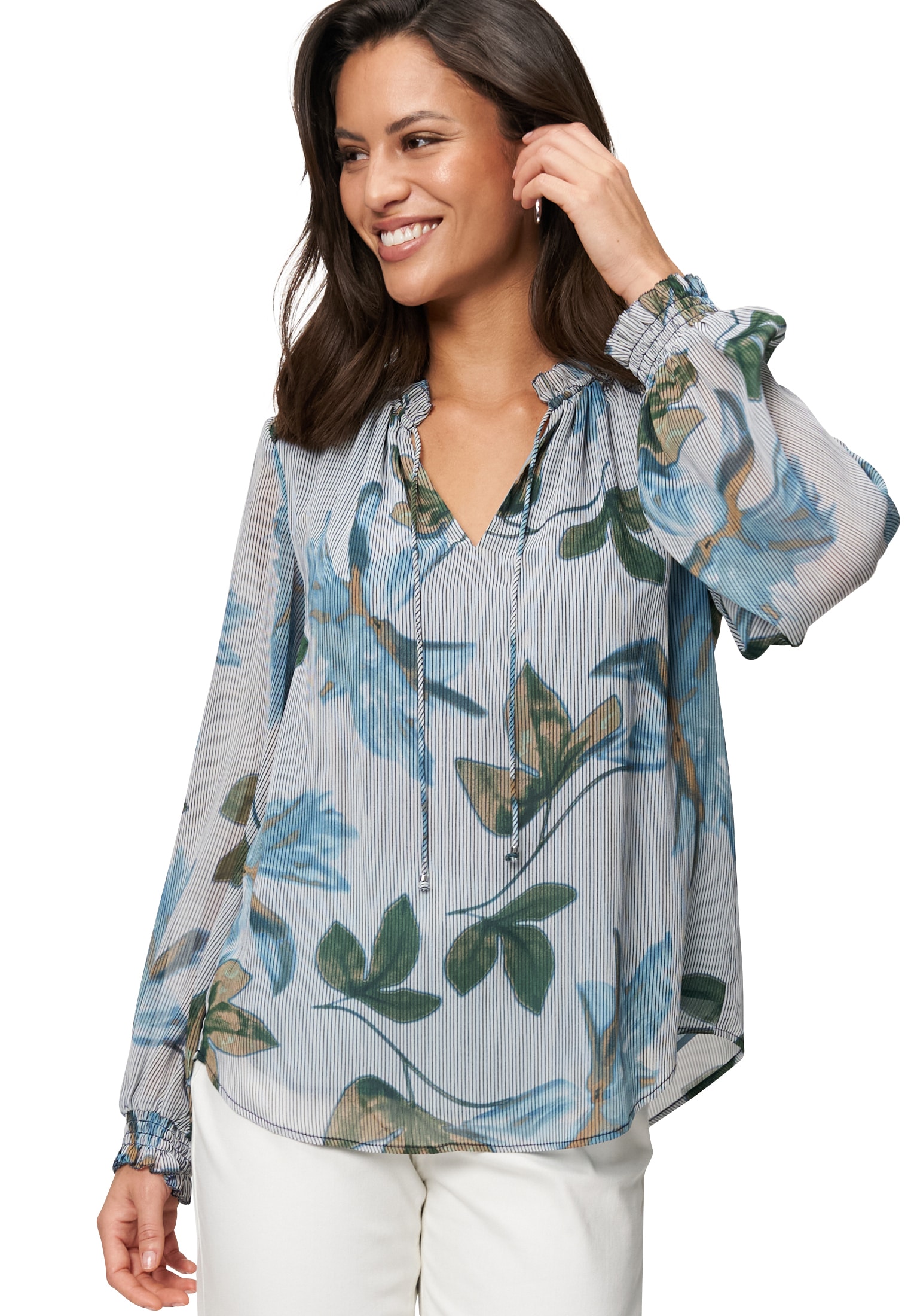 Zero Chiffonbluse "zero Damen Chiffonbluse mit Blätterdruck" günstig online kaufen