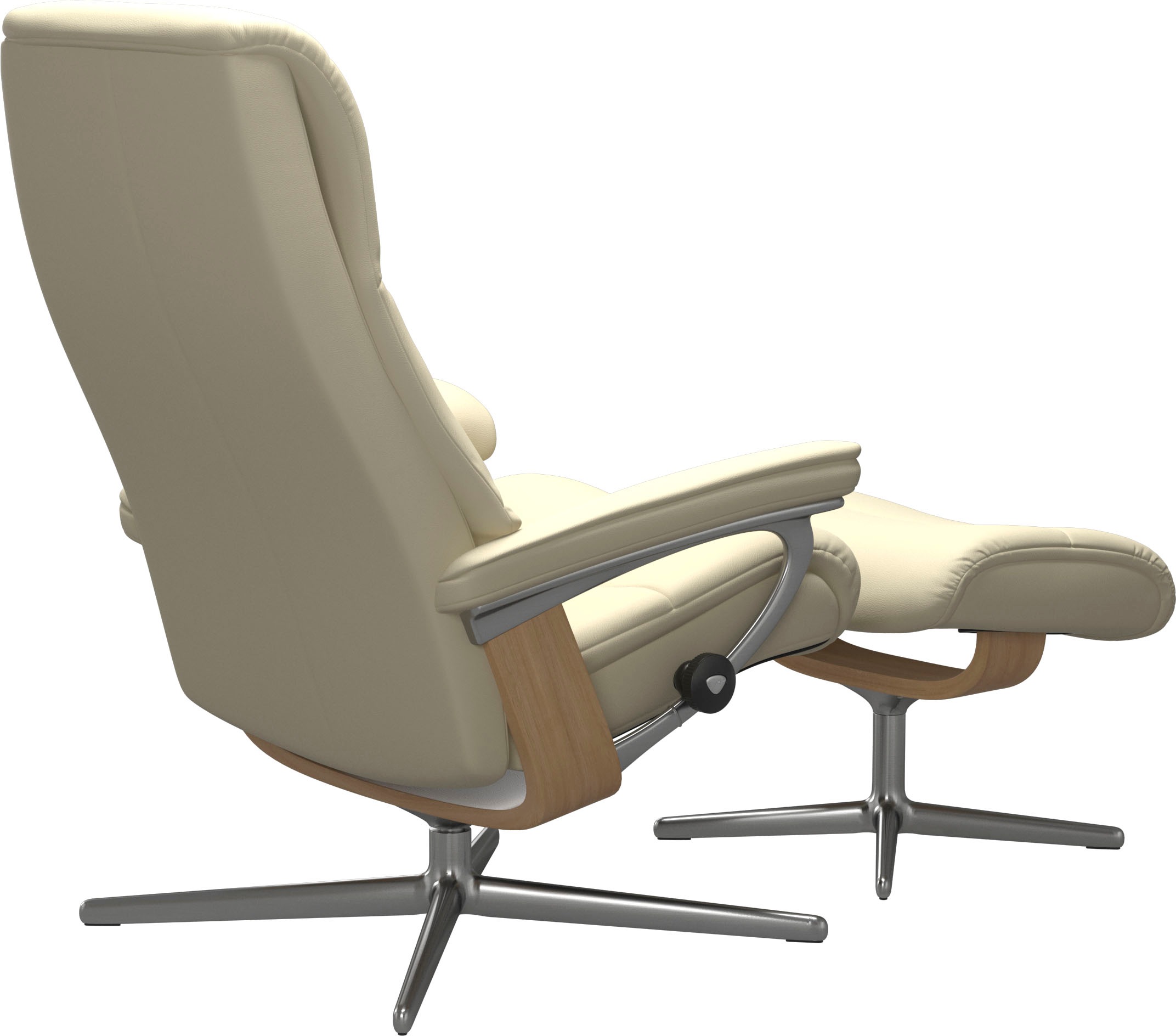 Stressless® Relaxsessel »View«, (Set, Relaxsessel mit Hocker), mit Hocker, mit Cross Base, Größe S, M & L, Holzakzent Eiche