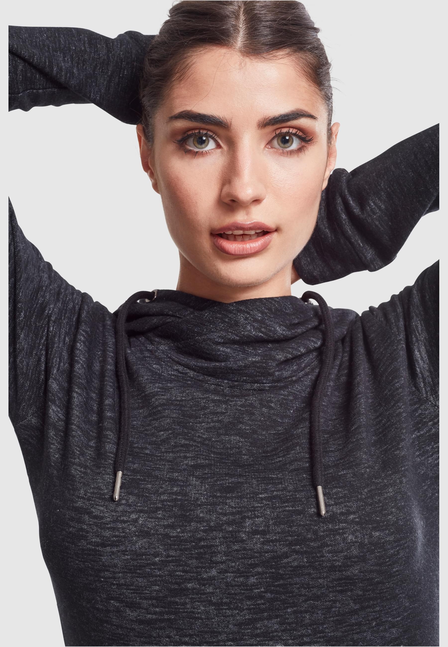 URBAN CLASSICS Rundhalspullover »Urban Classics Damen Ladies Slub Terry High Neck Hoody«, (1 tlg.)