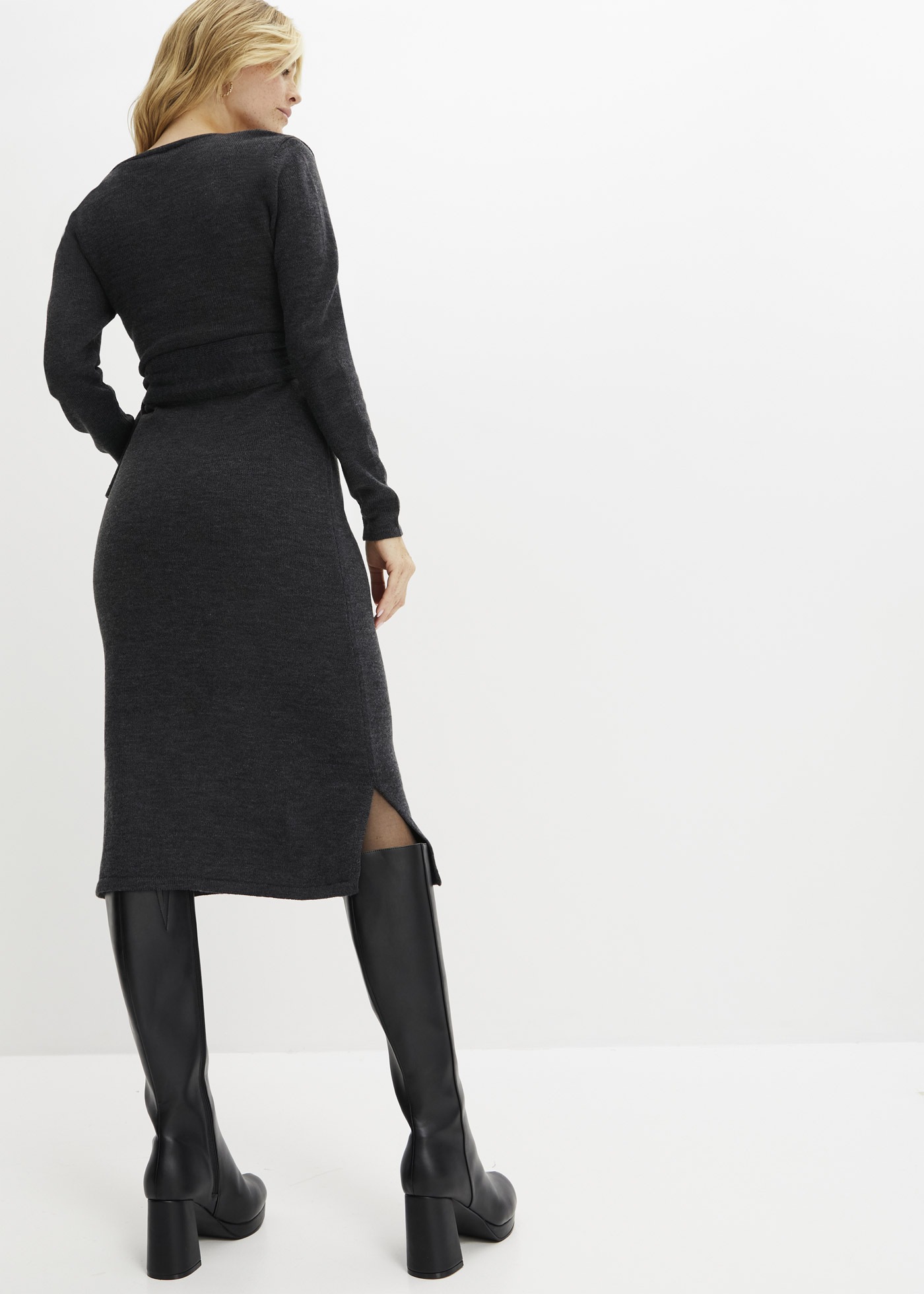 bonprix Strickkleid "Midi-Strickkleid" Midi-Strickkleid in Wickeloptik mit günstig online kaufen