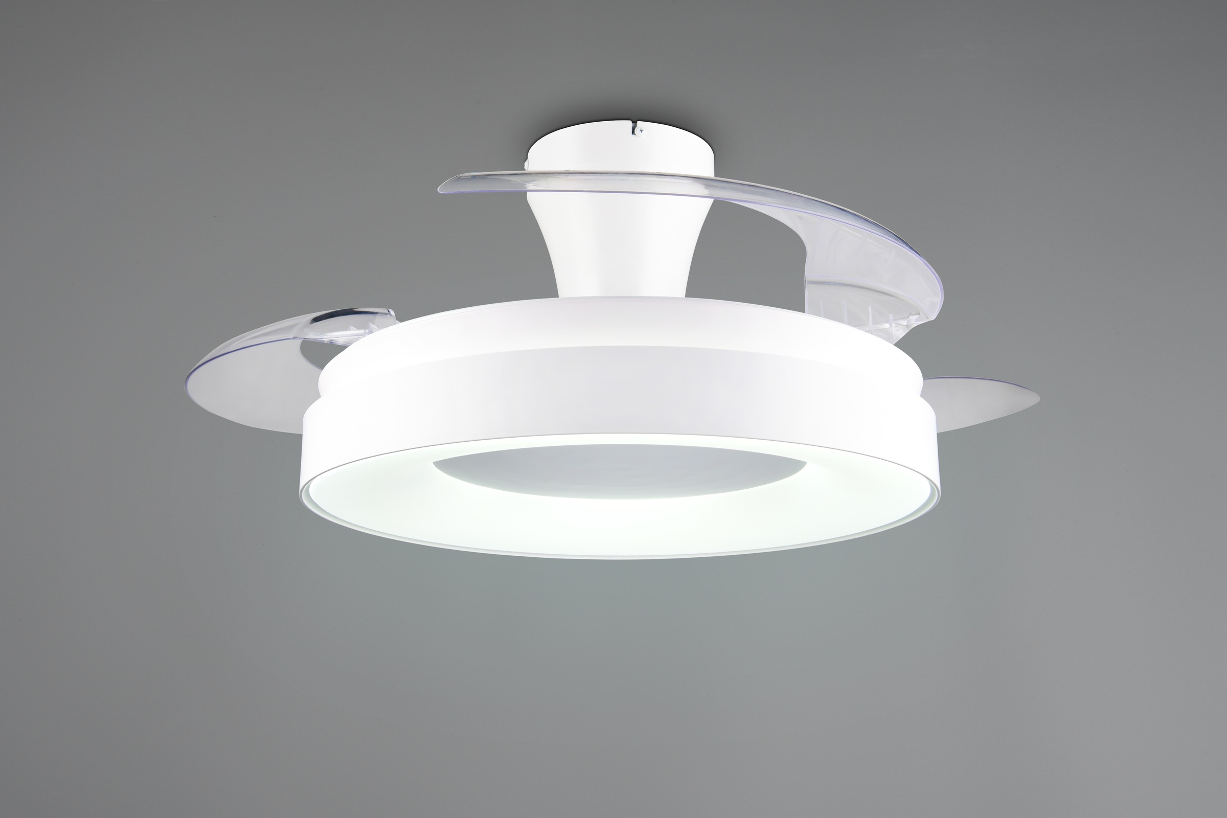 REALITY Leuchten LED Deckenleuchte »VANSBRO mit Ventilator, Deckenventilator mit ausklappbaren Flügeln 30W« LED-Board 1 Stk. Farbwechsler | warmweiß - kaltweiß Ø 49-106 cm (aufgeklappt), 6 Stufen, LED 32W CCT dimmbar Timer Fernb.